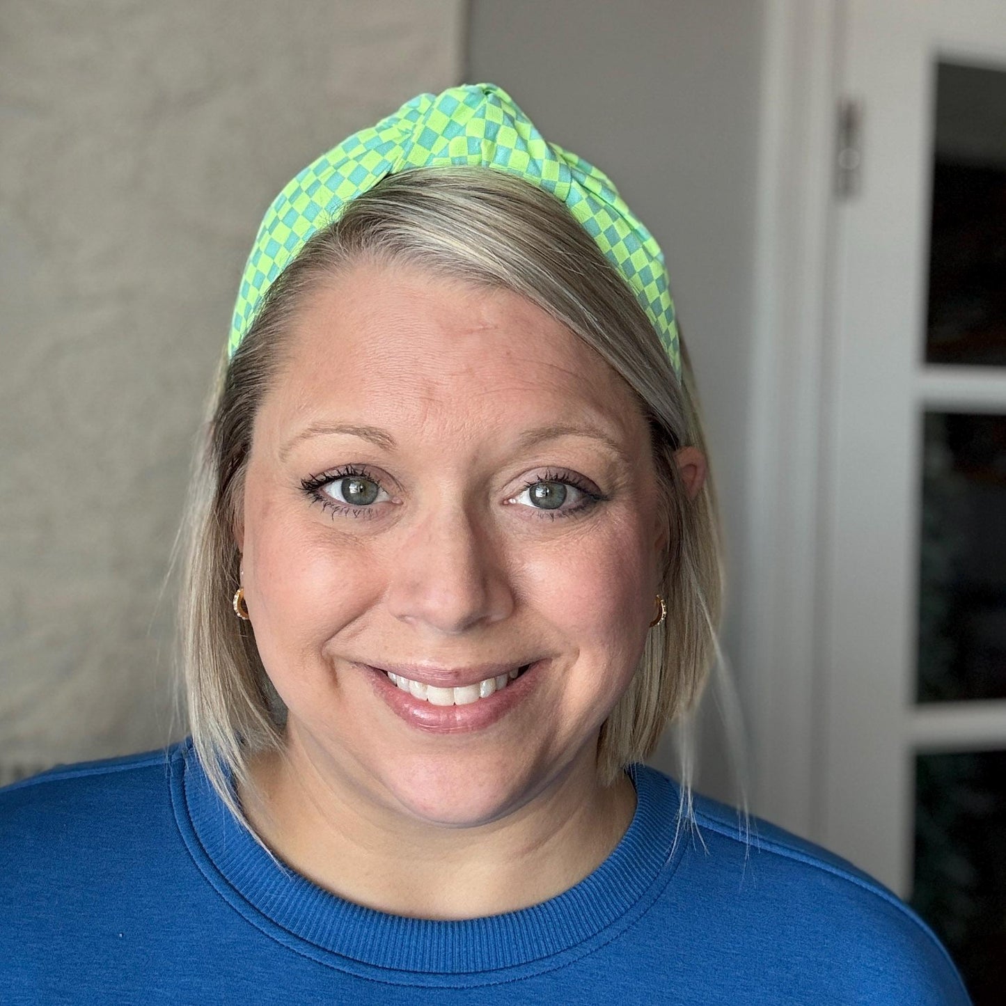 Neon Green Checkered Headband