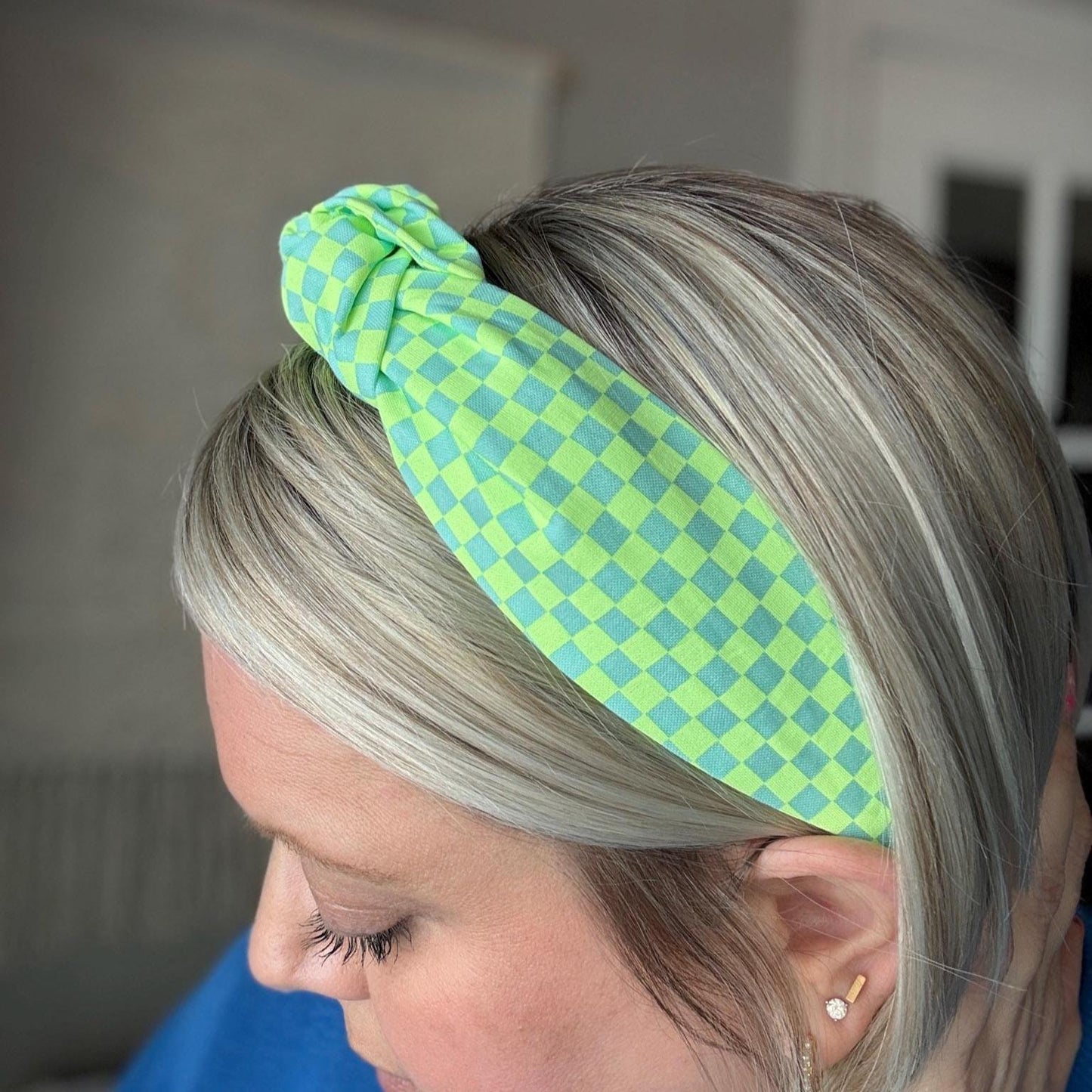 Neon Green Checkered Headband