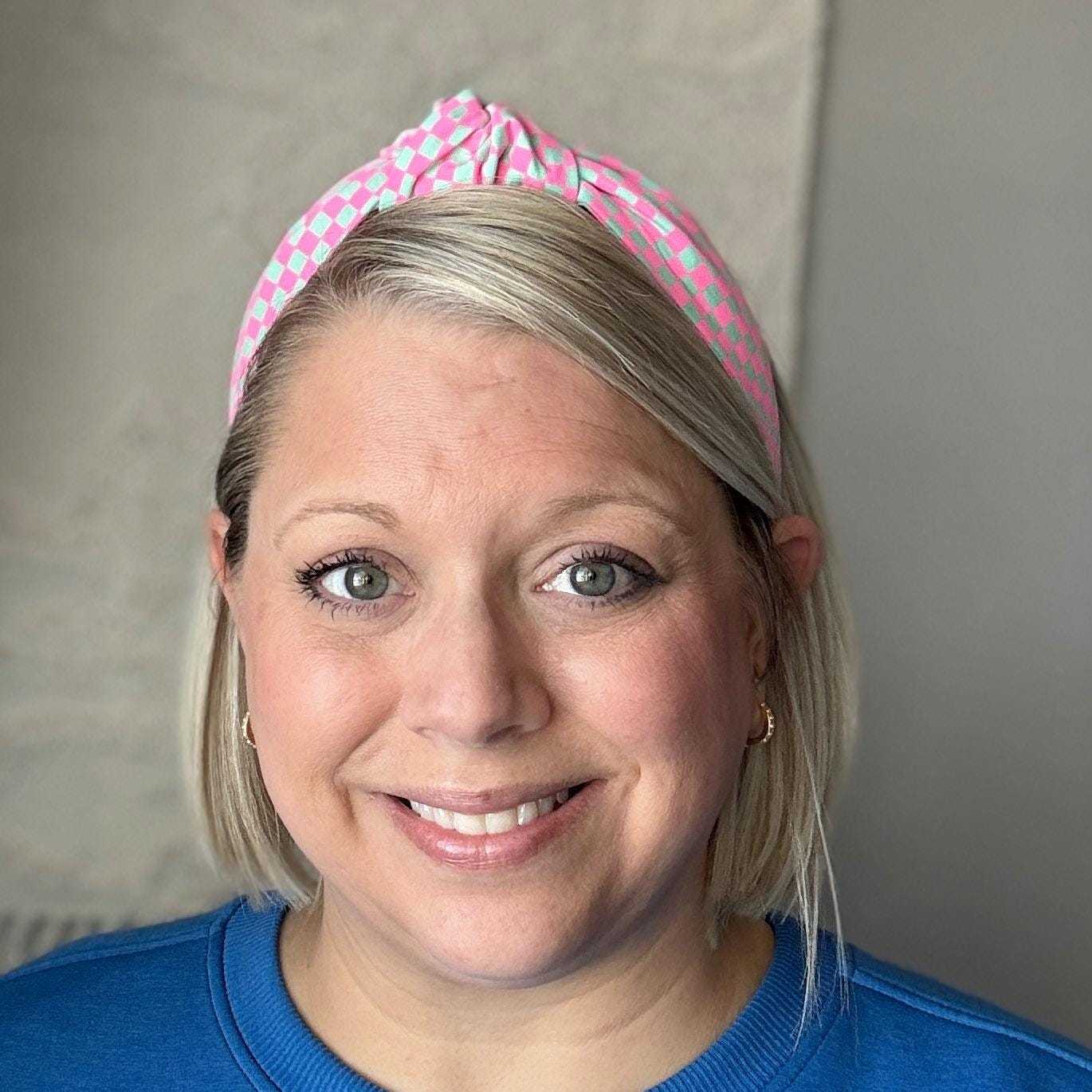 Neon Pink & Teal Checkered Headband