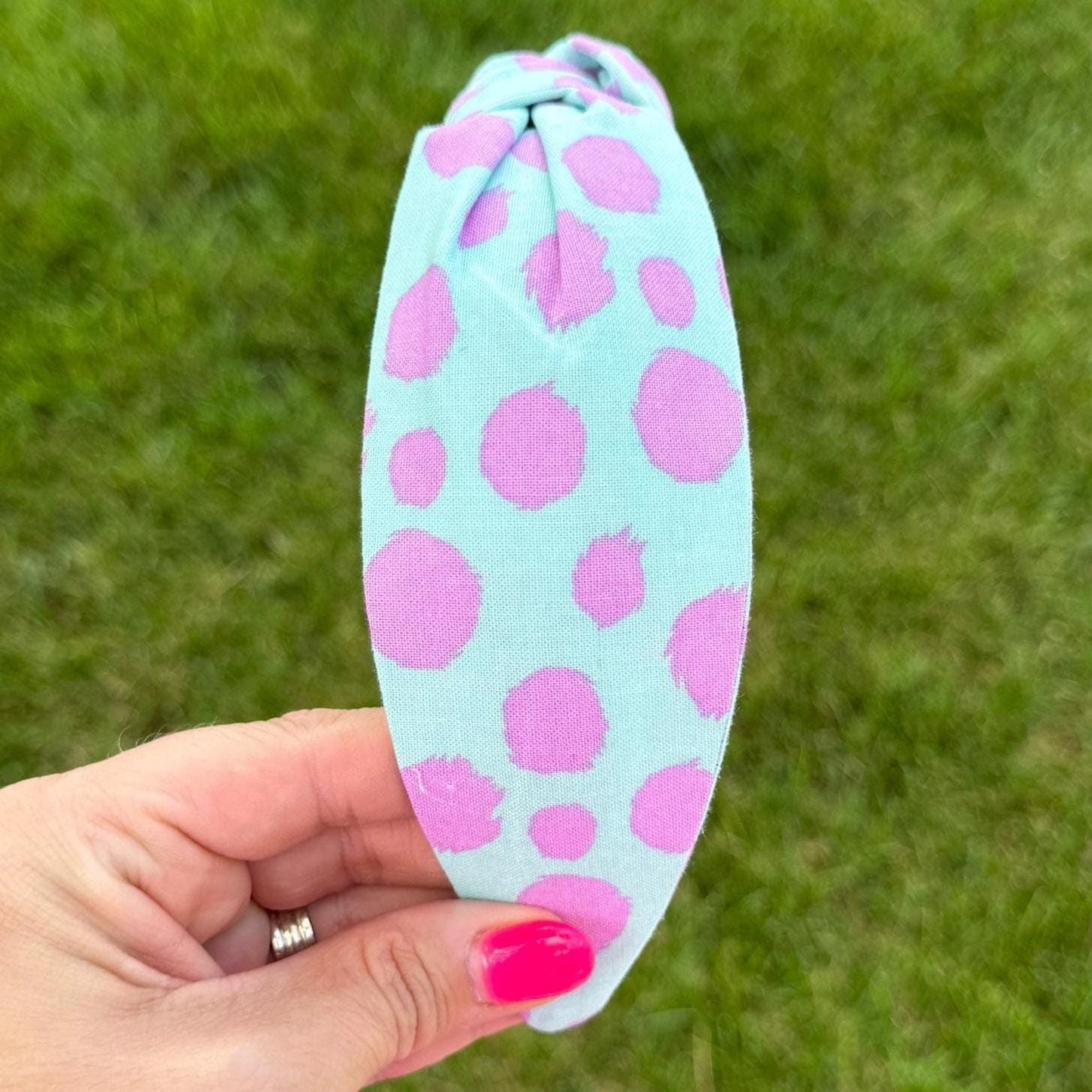 Bright Teal and Purple Polka Dot Headband
