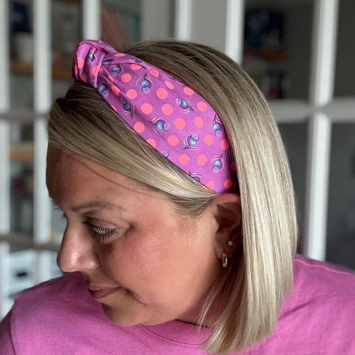 Purple and Neon Orange Floral Headband