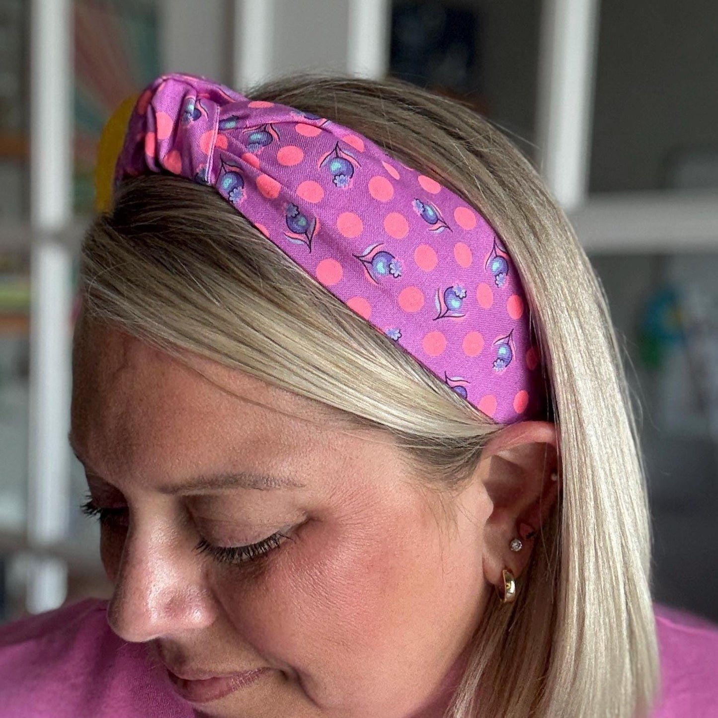 Purple and Neon Orange Floral Headband