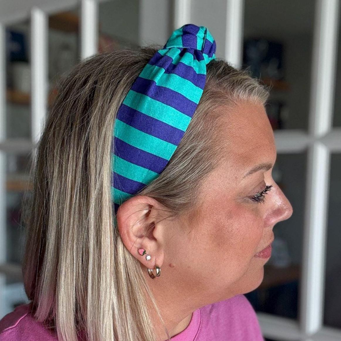 Teal & Purple Chunky Stripe Headband