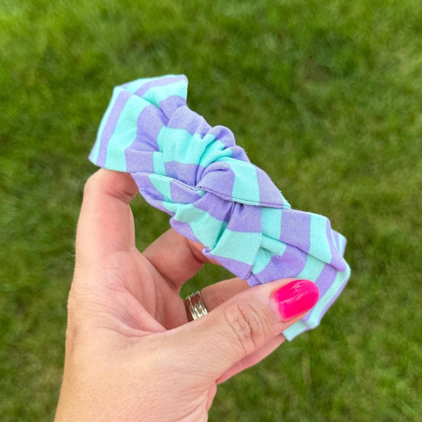 Light Teal and Purple Chunky Stripe Headband