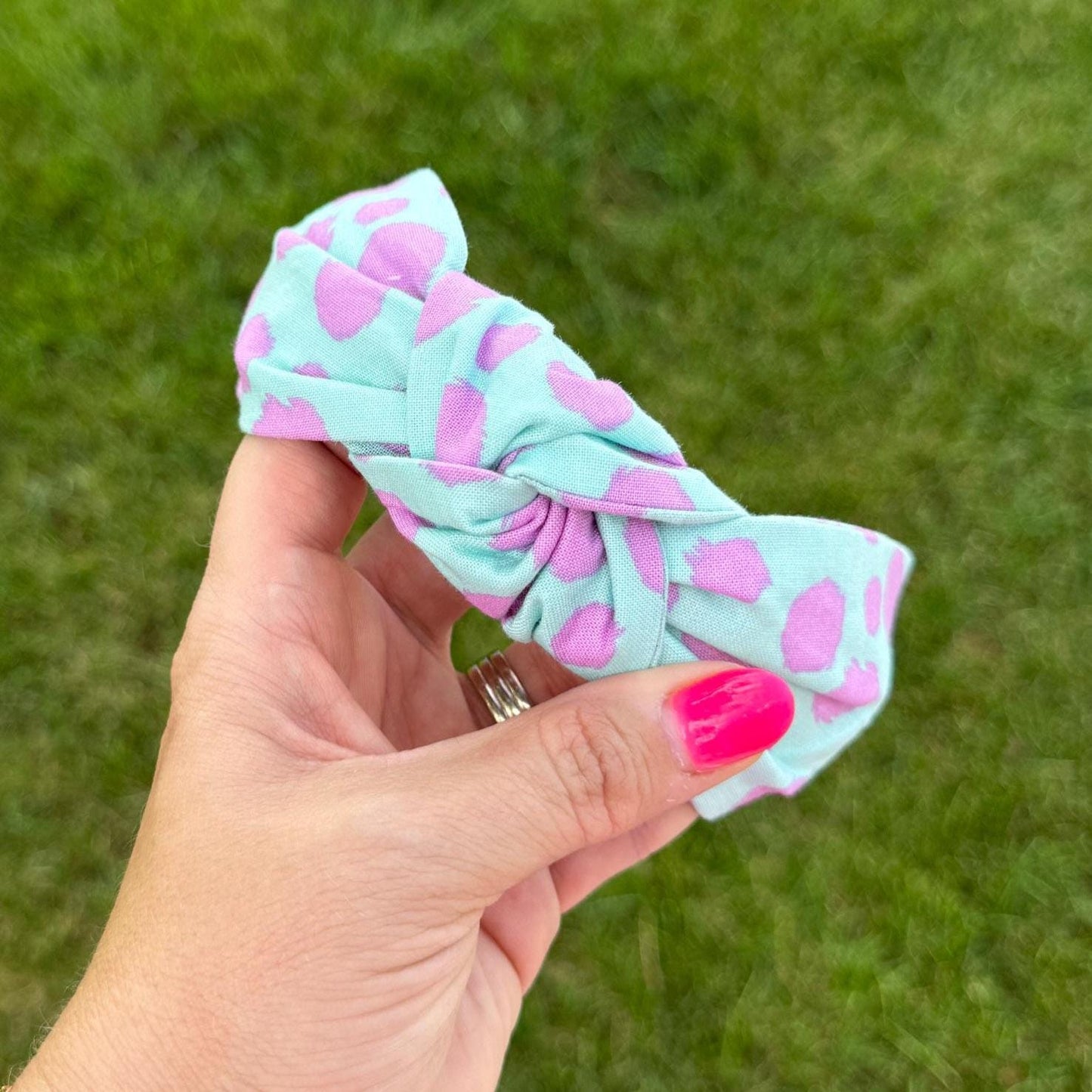 Bright Teal and Purple Polka Dot Headband