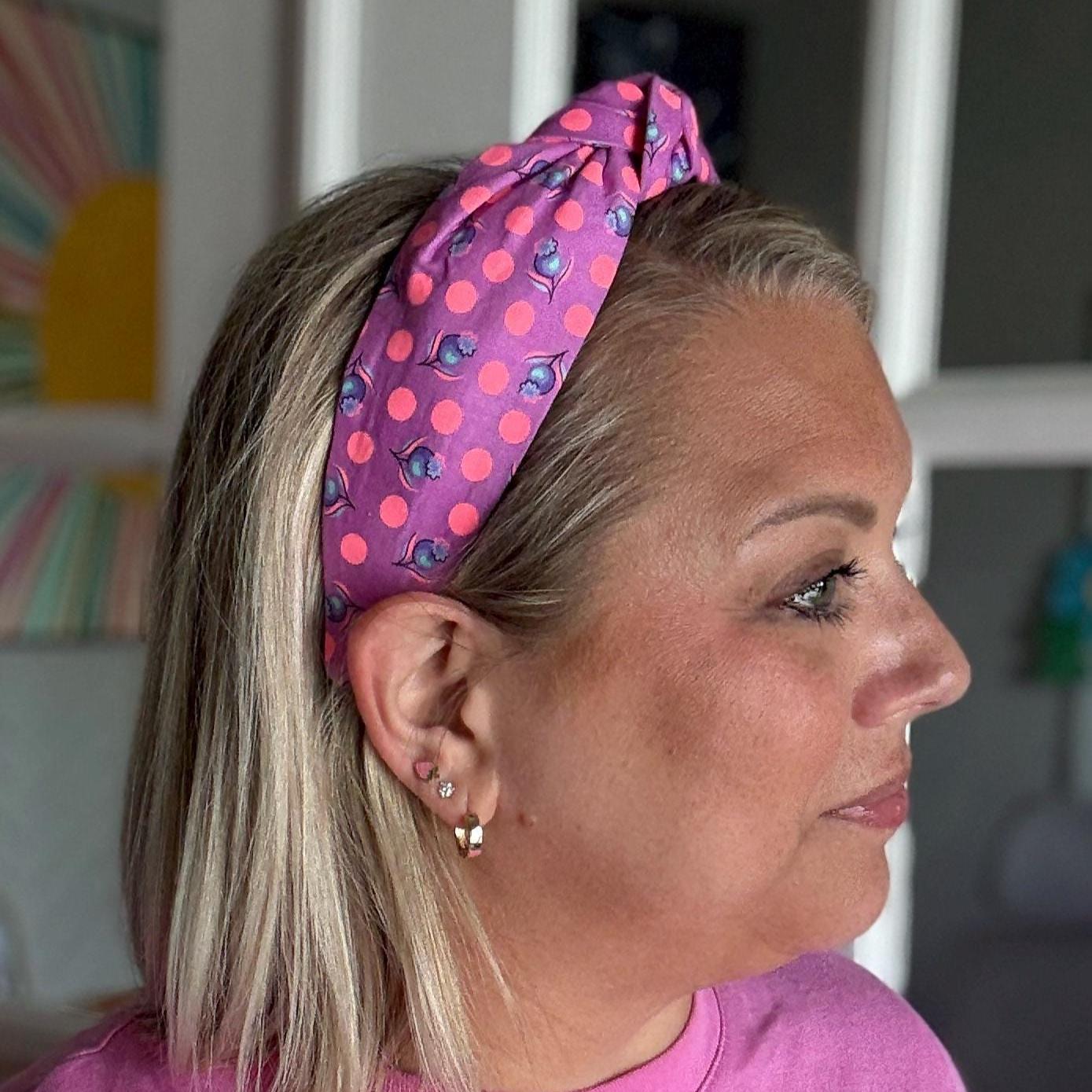 Purple and Neon Orange Floral Headband