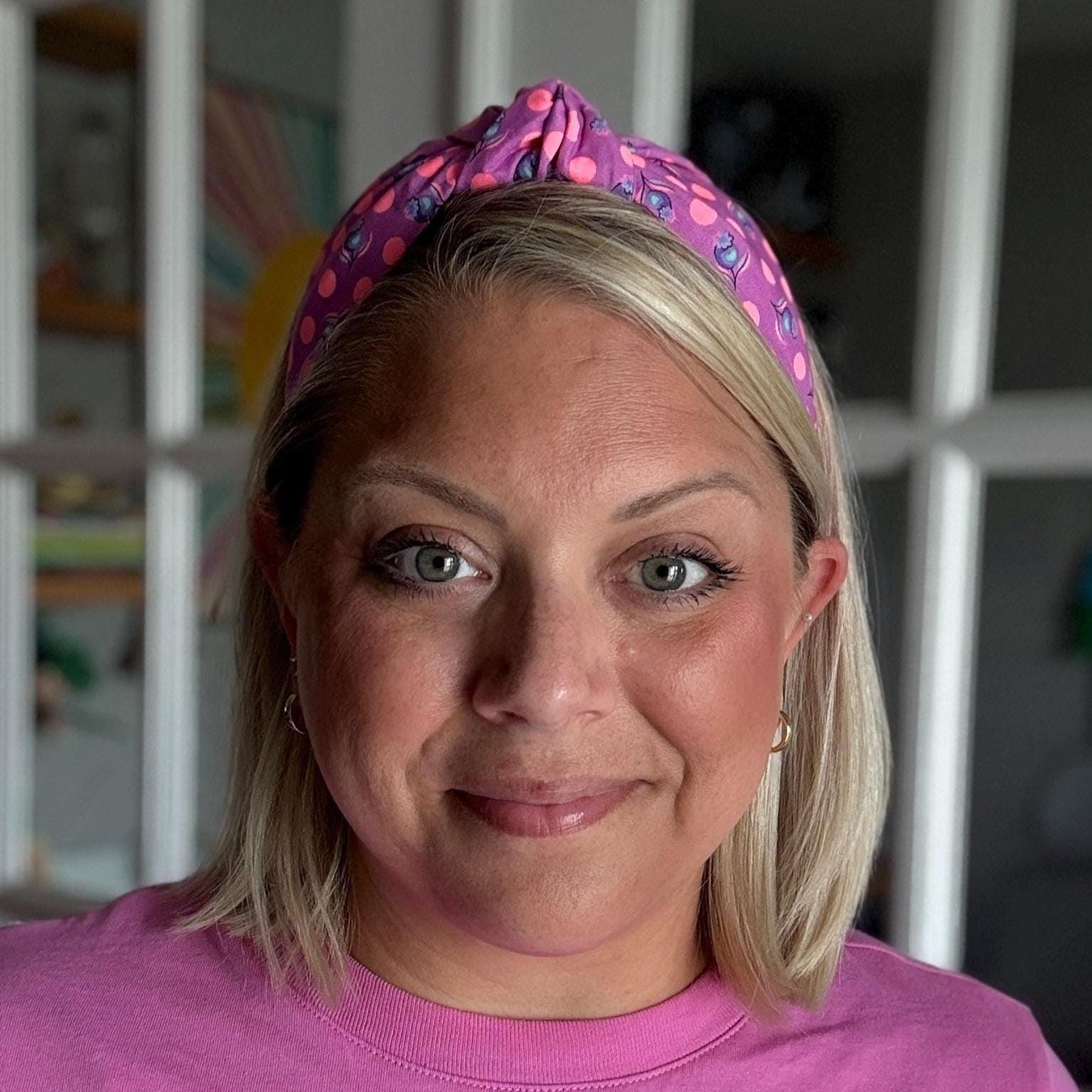 Purple and Neon Orange Floral Headband