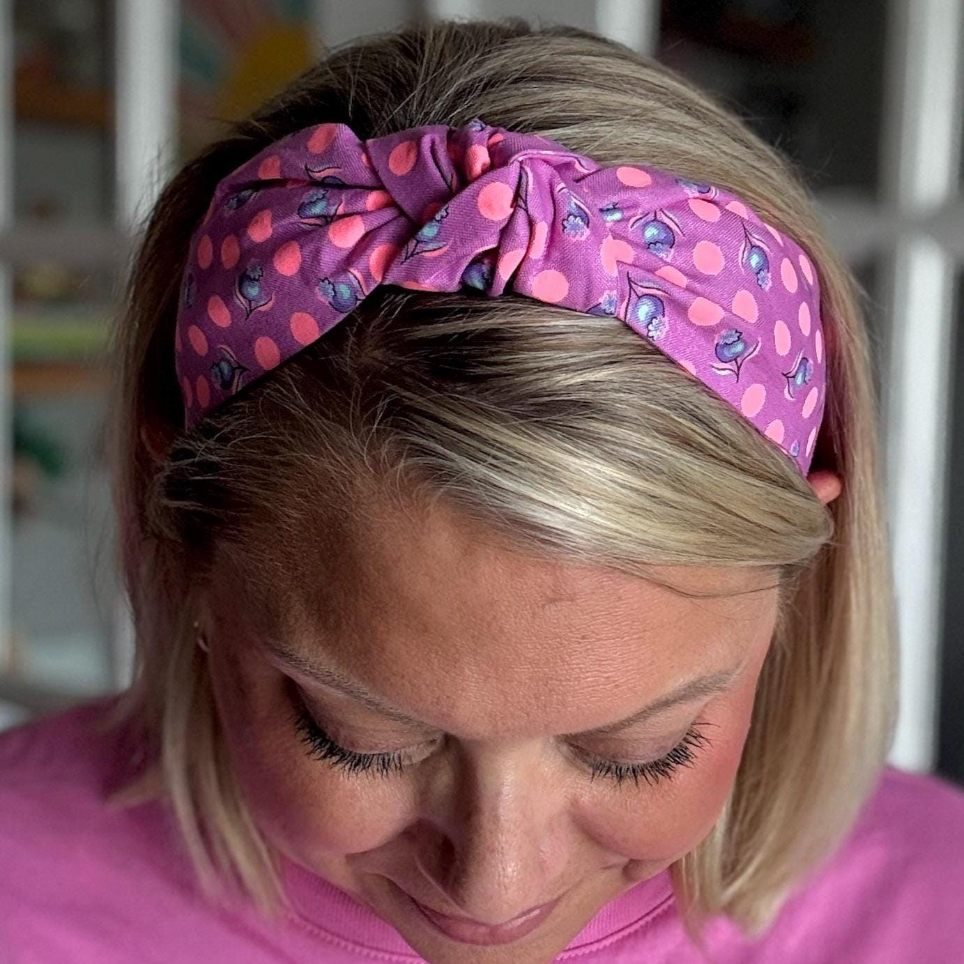 Purple and Neon Orange Floral Headband