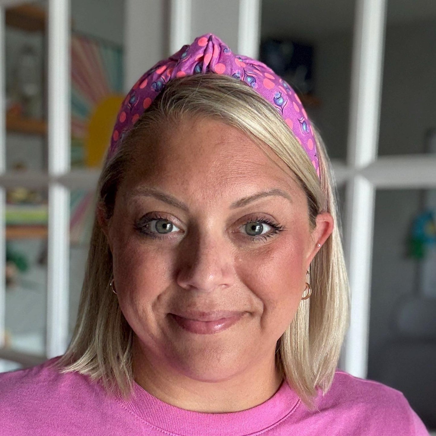 Purple and Neon Orange Floral Headband