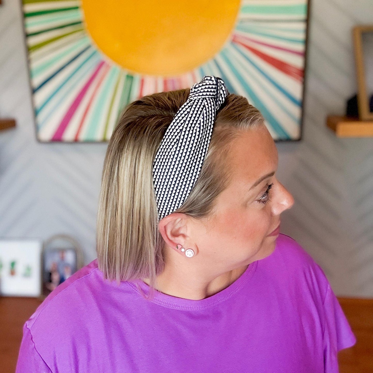 Navy Blue & White Headband