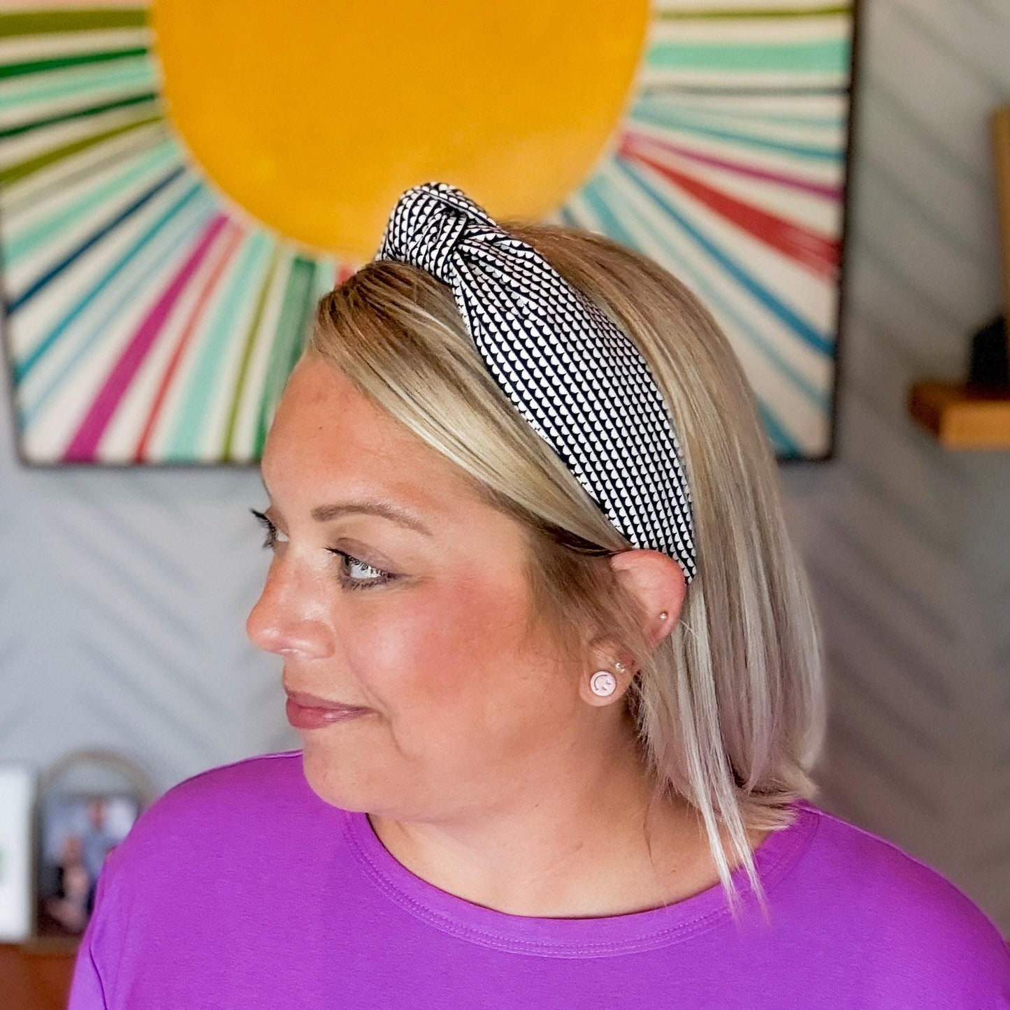Navy Blue & White Headband