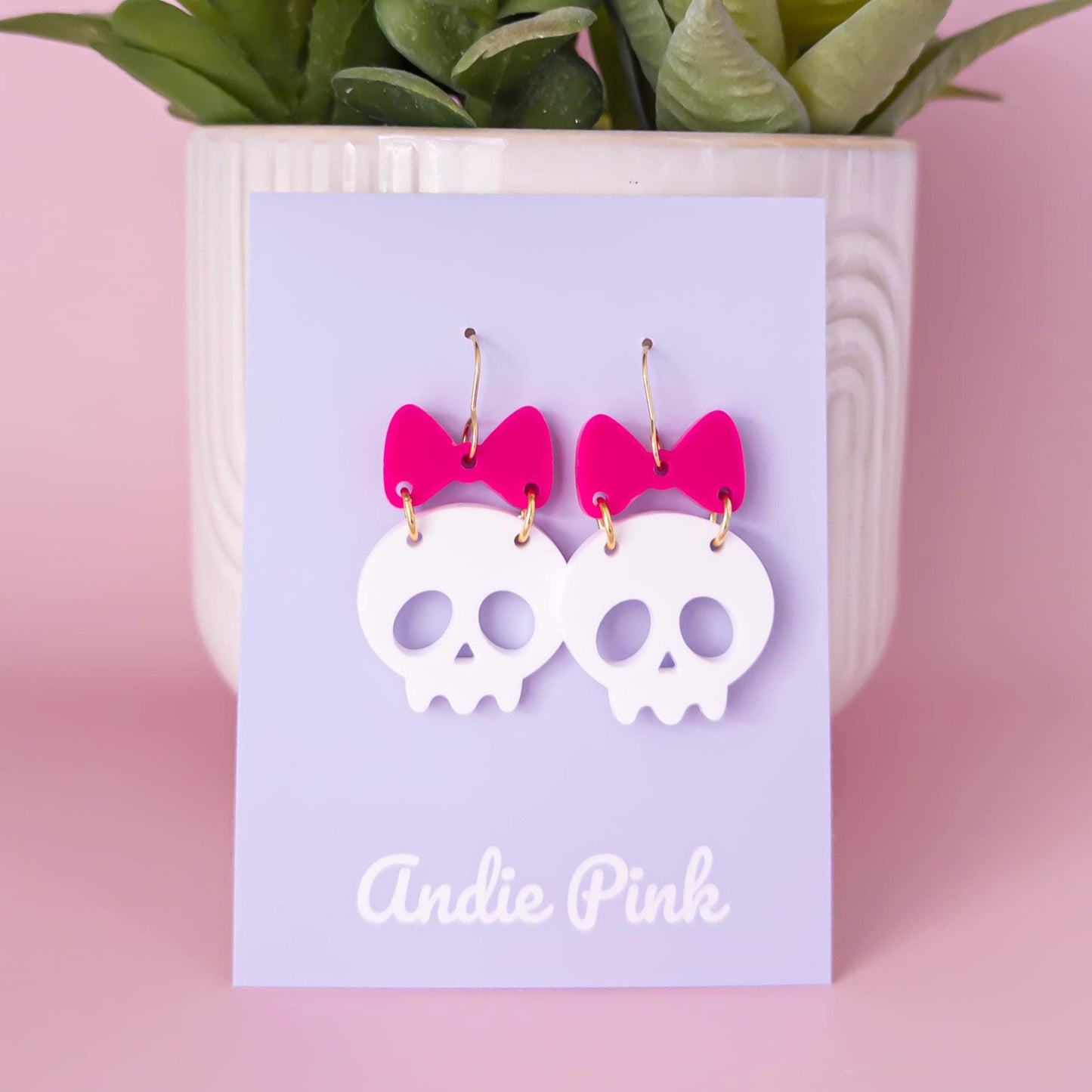 Skull and Bow Halloween Earrings