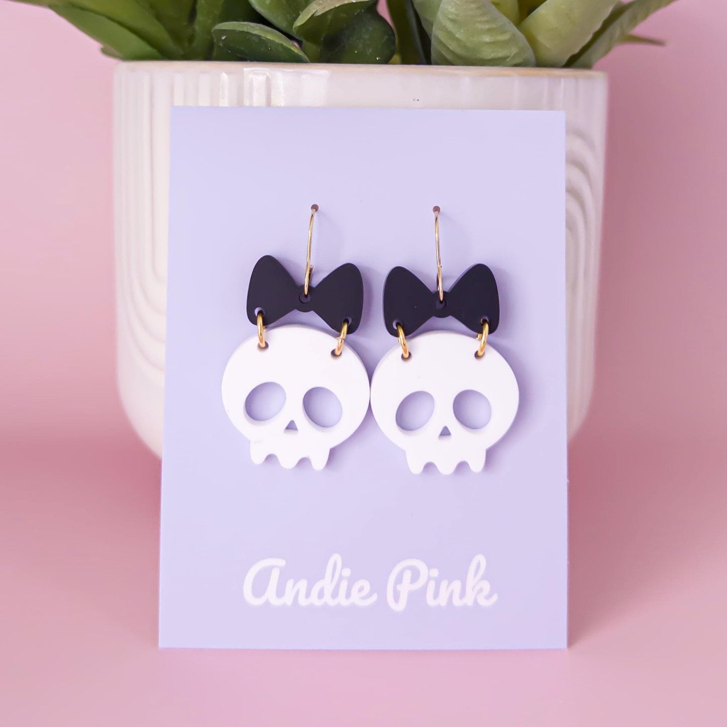 Skull and Bow Halloween Earrings