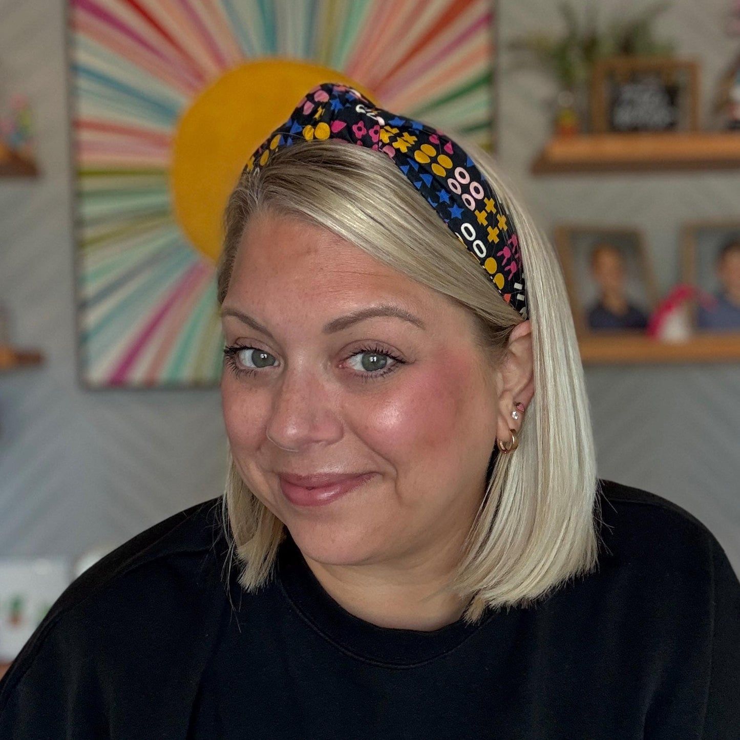 Black Headband with Colorful Pattern
