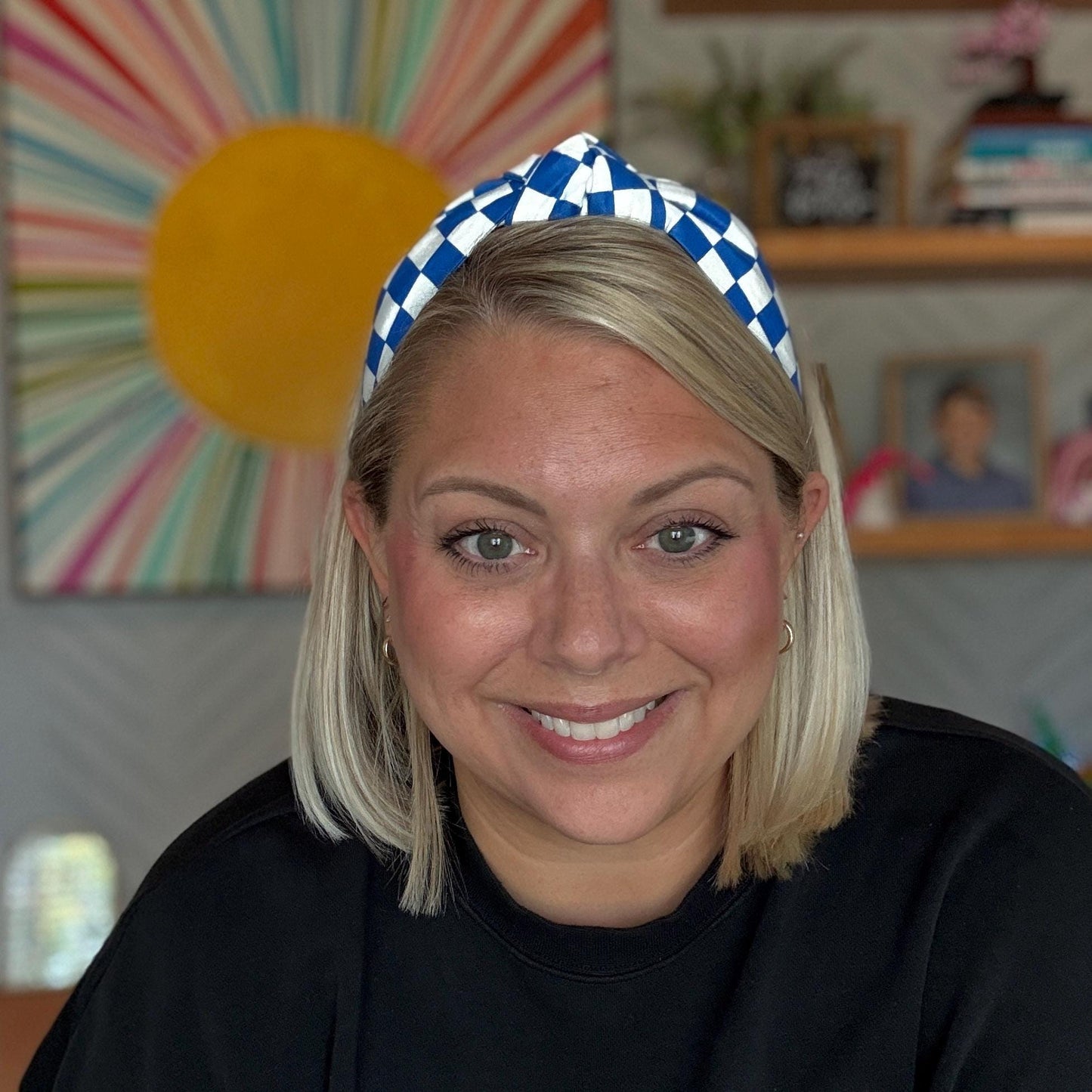 Royal Blue and White Headband