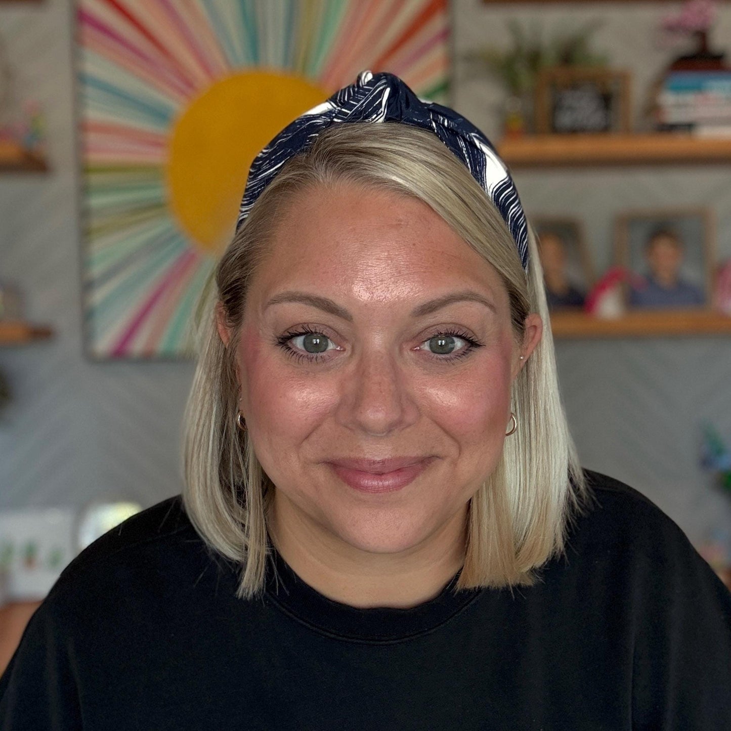 Navy Blue and White Headband