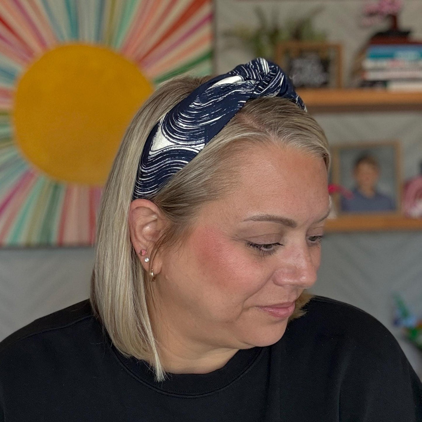 Navy Blue and White Headband