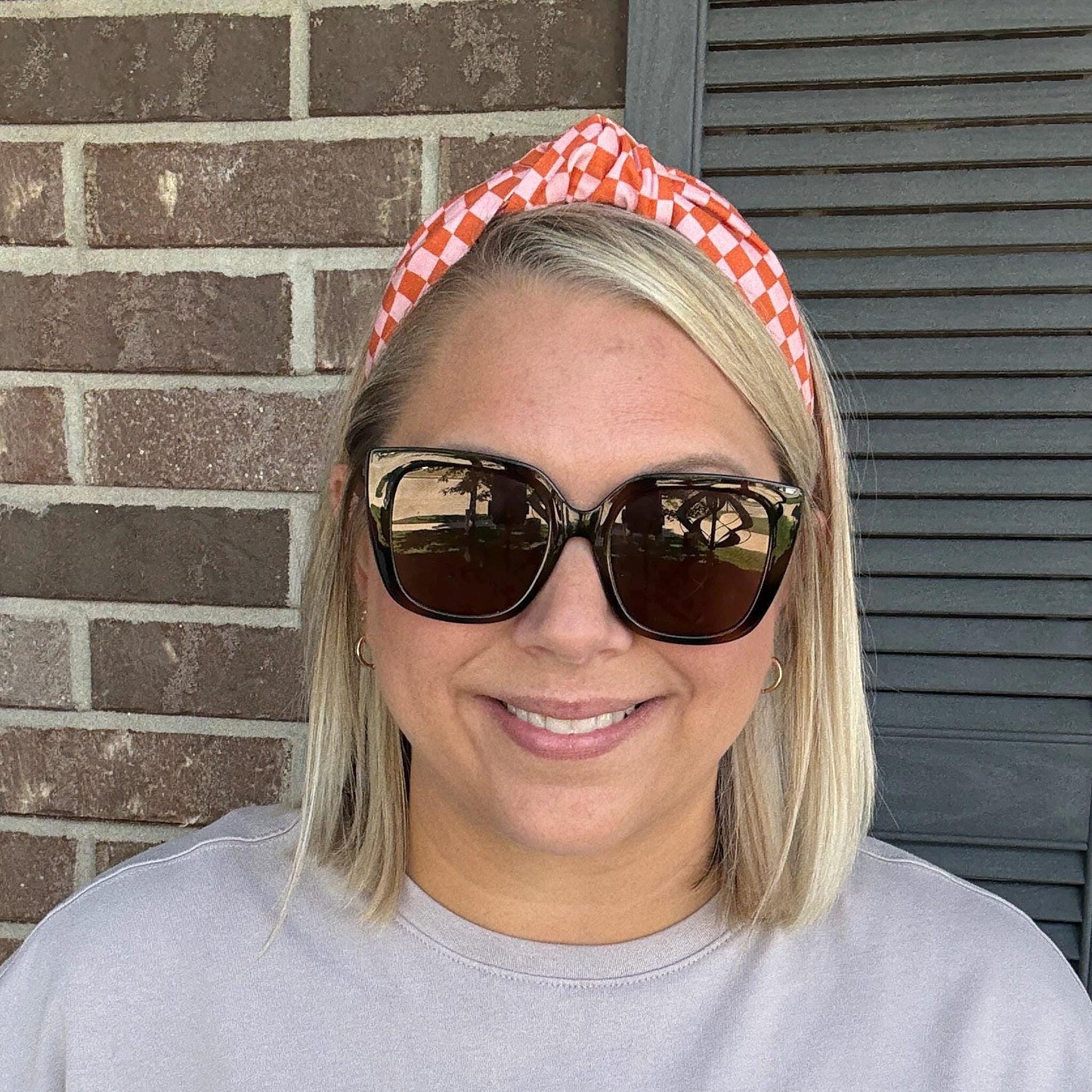 Orange and Pink Check Headband | Halloween Headband