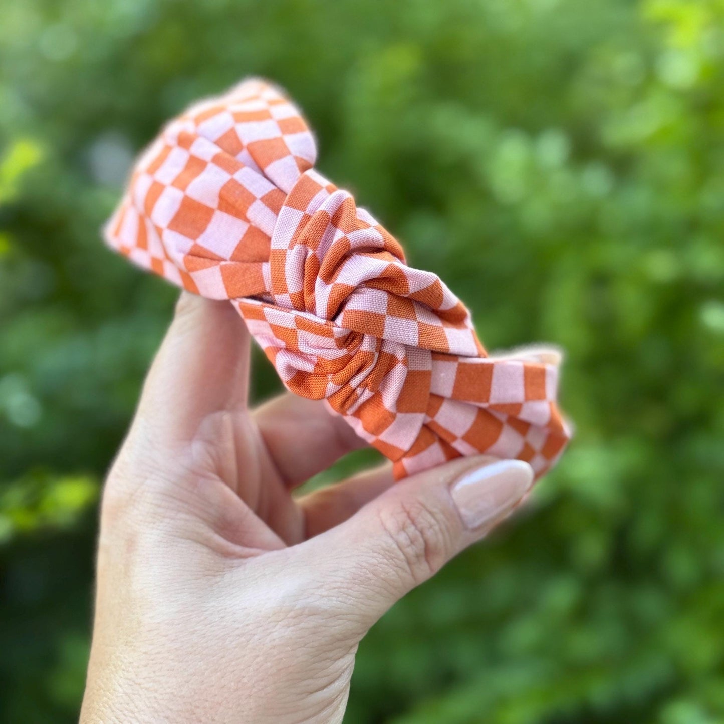 Orange and Pink Check Headband | Halloween Headband