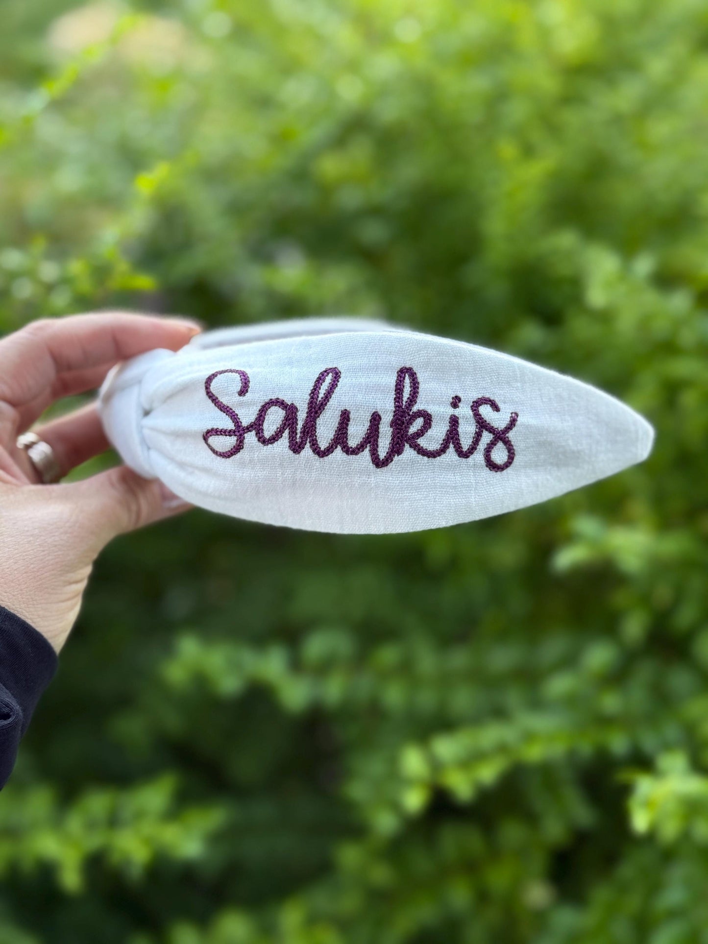 Southern Illinois Salukis Embroidered Topkknot Headband for Women and Girls (Age 5+) | Maroon & White Headband | Salukis Accessories