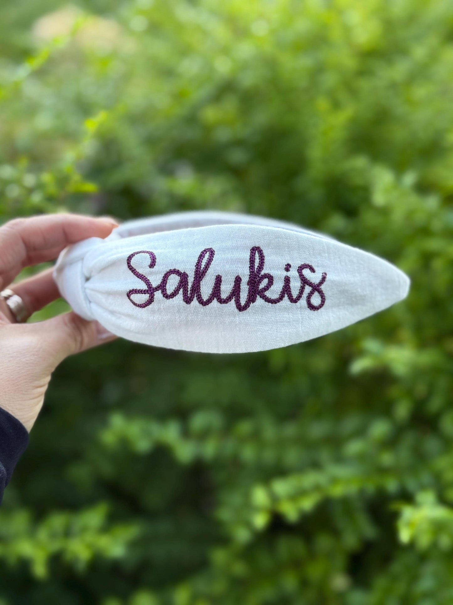 Southern Illinois Salukis Embroidered Topkknot Headband for Women and Girls (Age 5+) | Maroon & White Headband | Salukis Accessories
