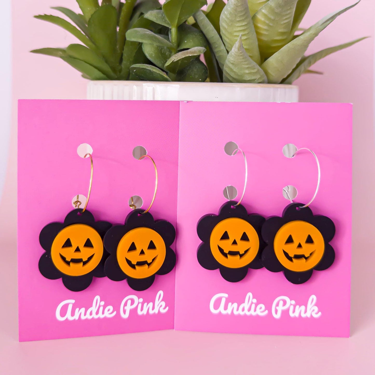 Flower Pumpkin Halloween Earrings