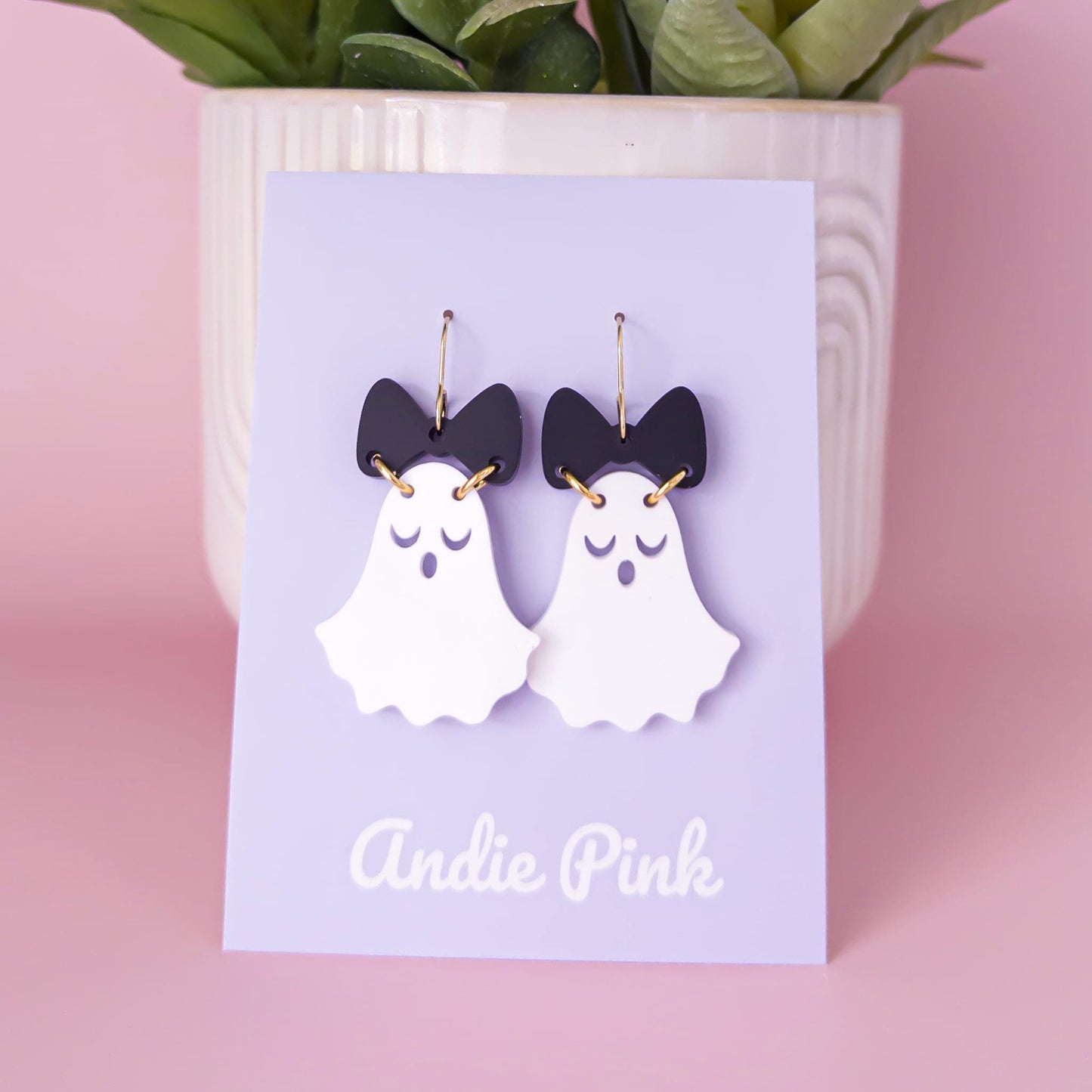 Ghost Bow Halloween Earrings