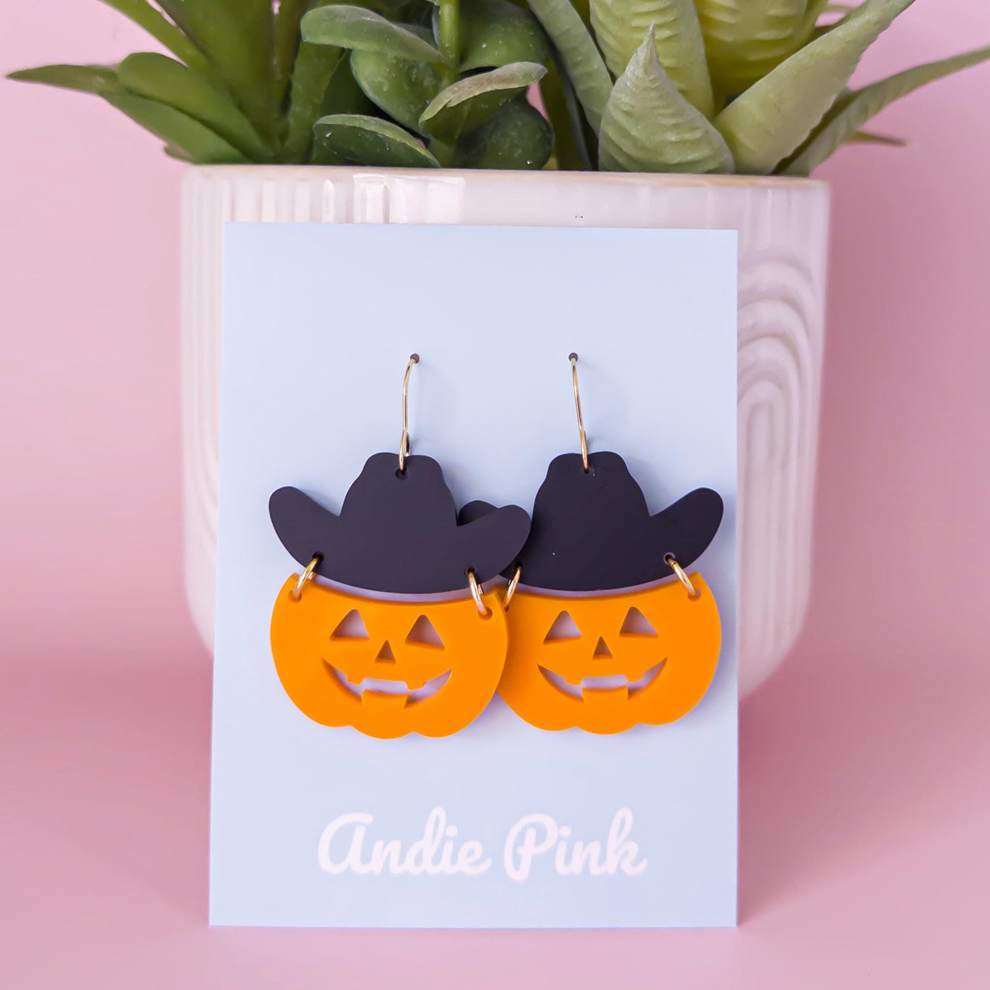 Pumpkin and Cowboy Hat Halloween Earrings