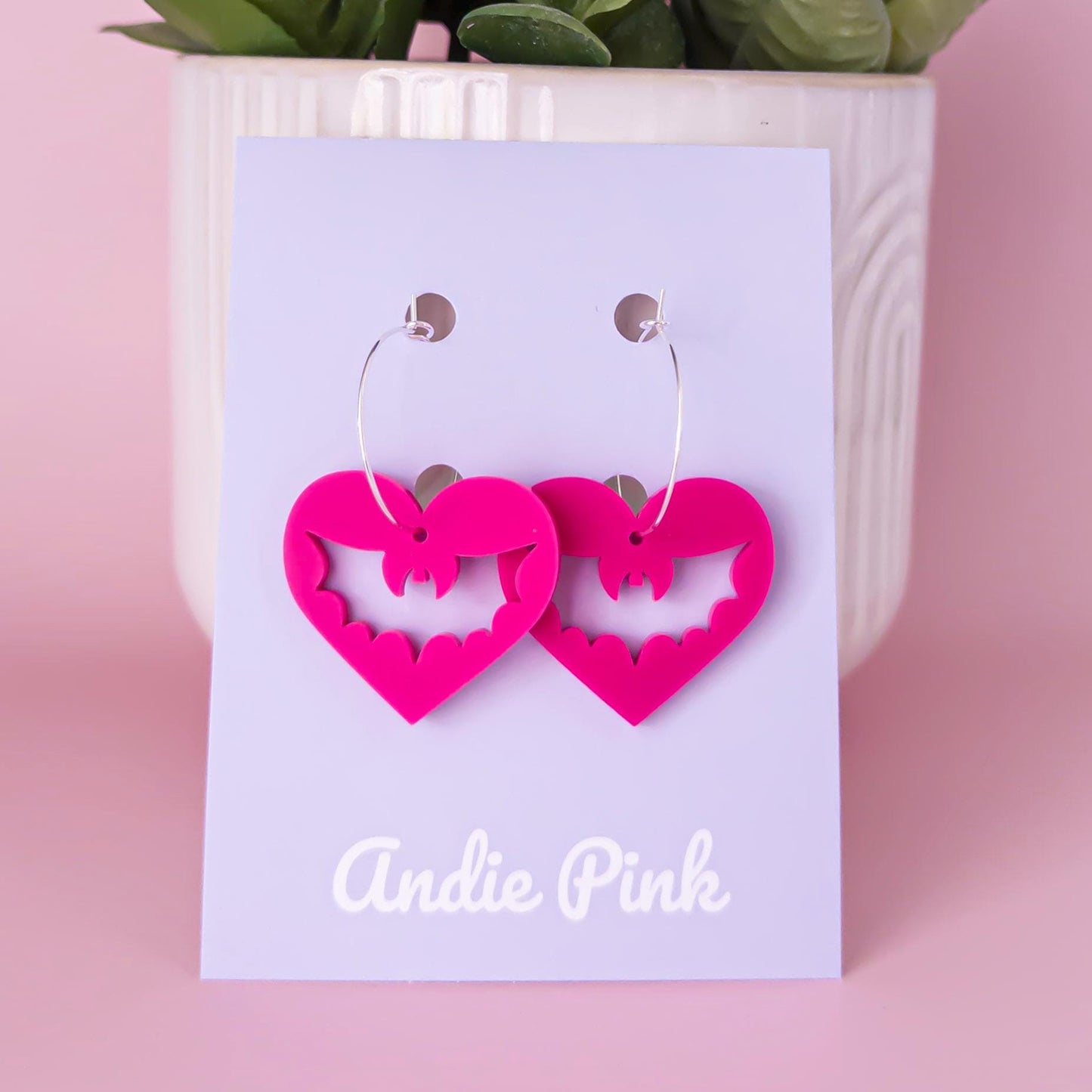 Heart Bat Halloween Earrings