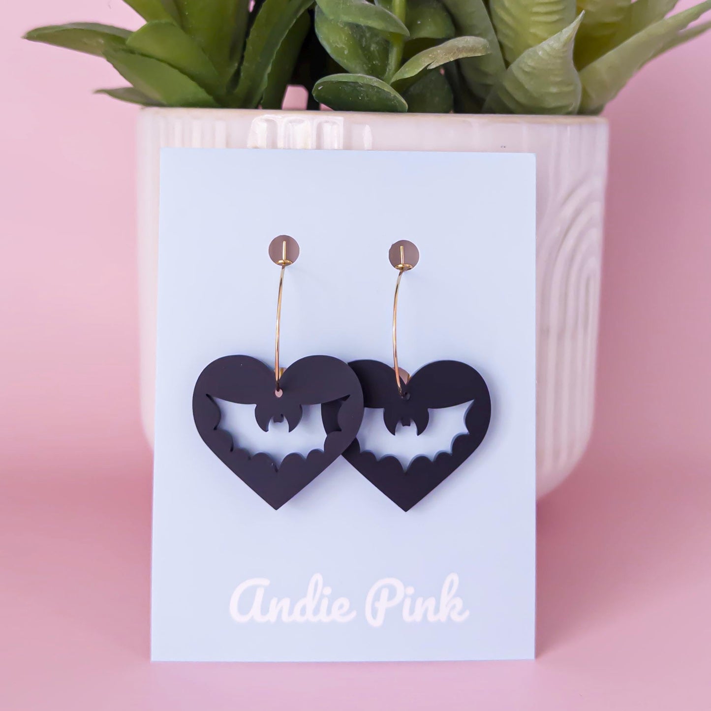 Heart Bat Halloween Earrings