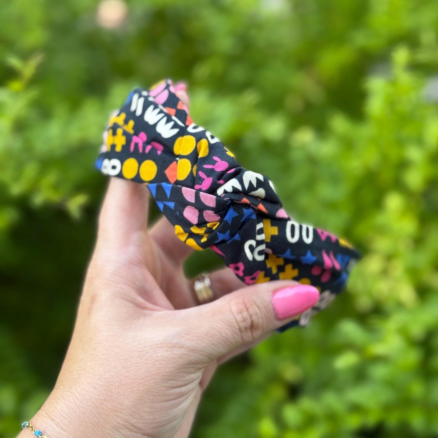 Black Headband with Colorful Pattern