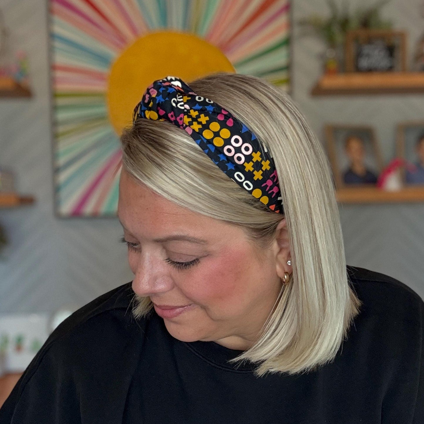 Black Headband with Colorful Pattern