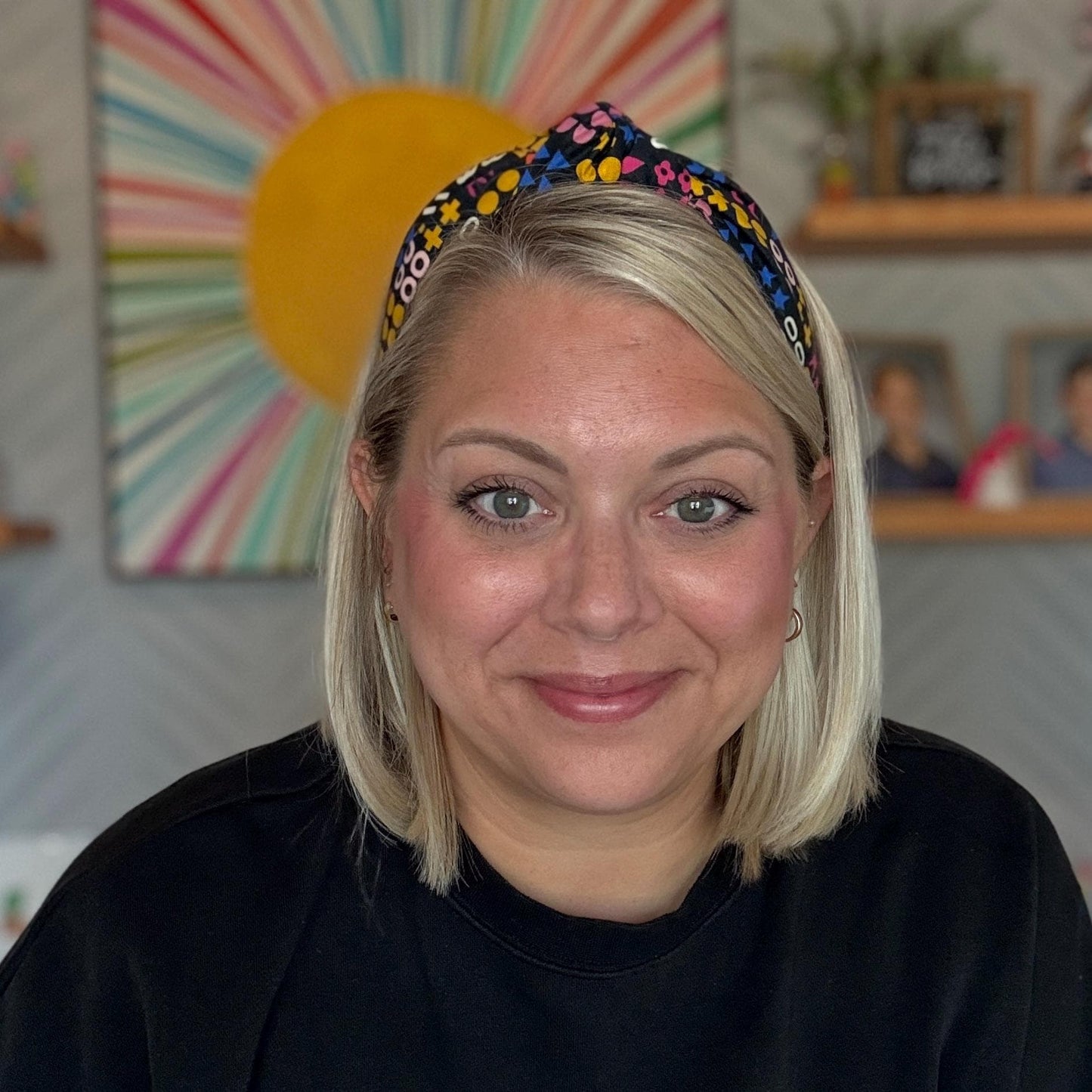 Black Headband with Colorful Pattern