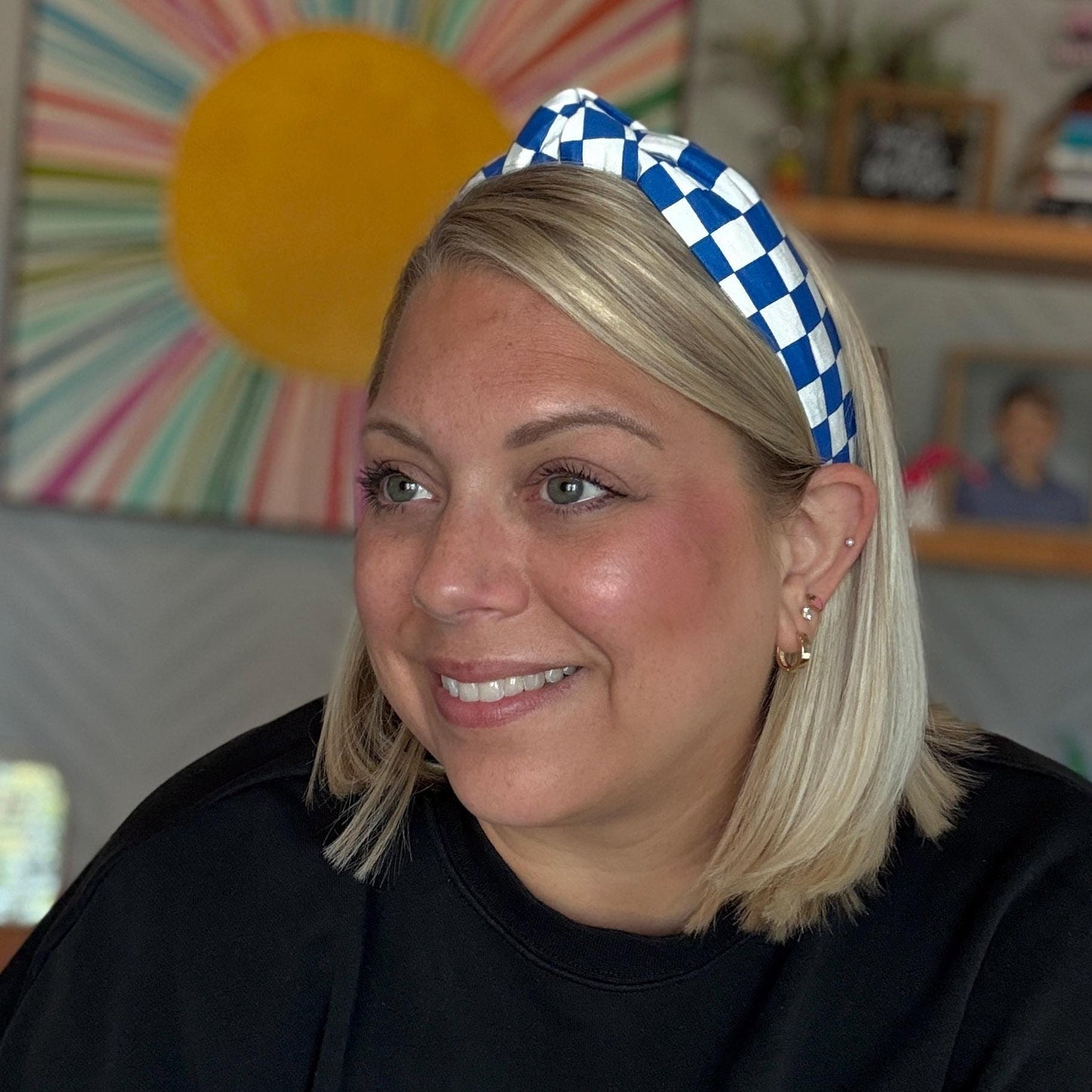 Royal Blue and White Headband