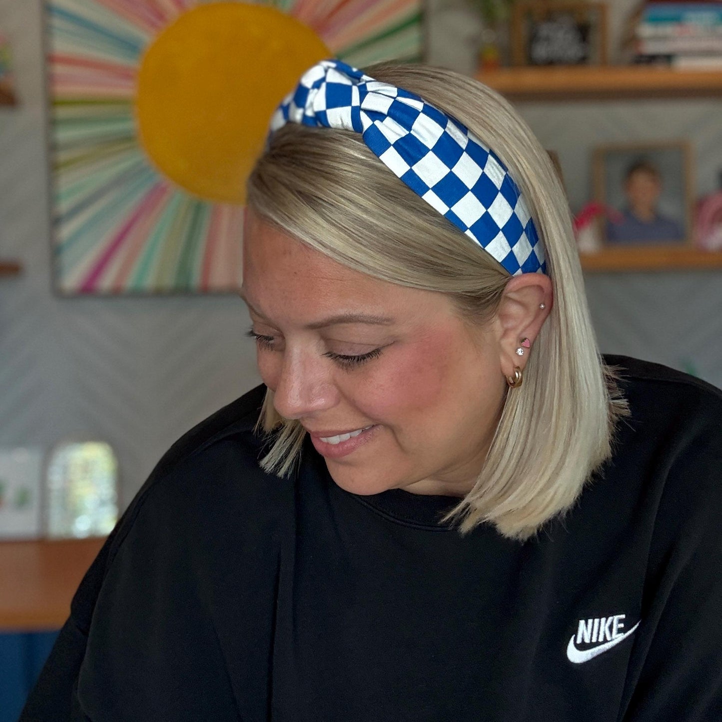 Royal Blue and White Headband