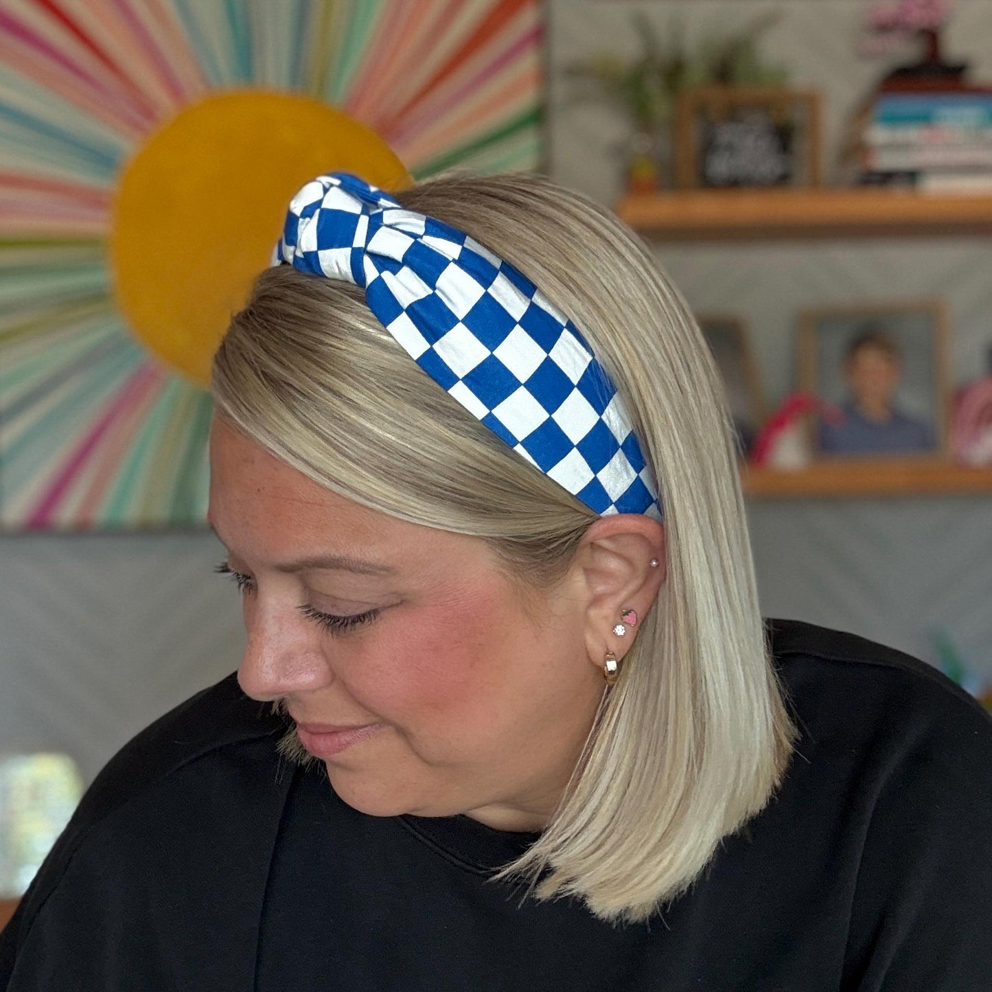 Royal Blue and White Headband