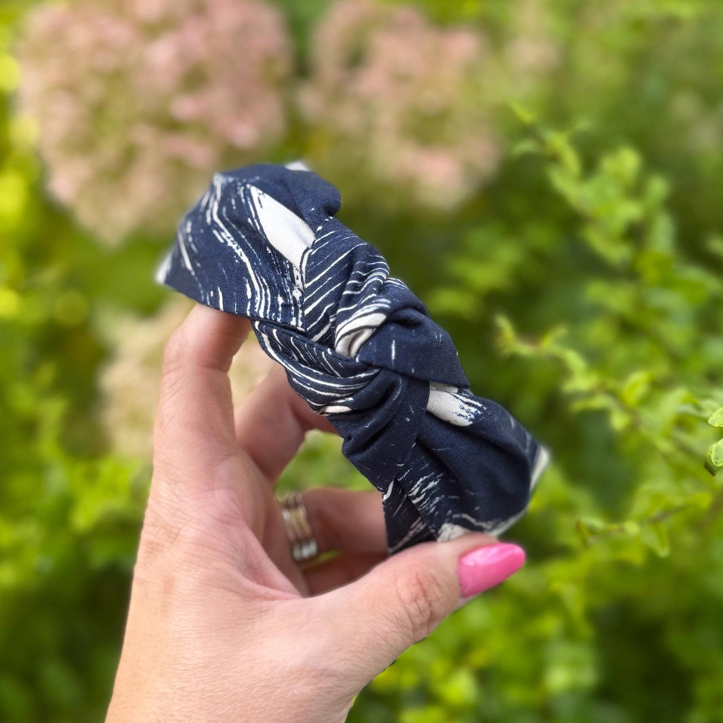 Navy Blue and White Headband