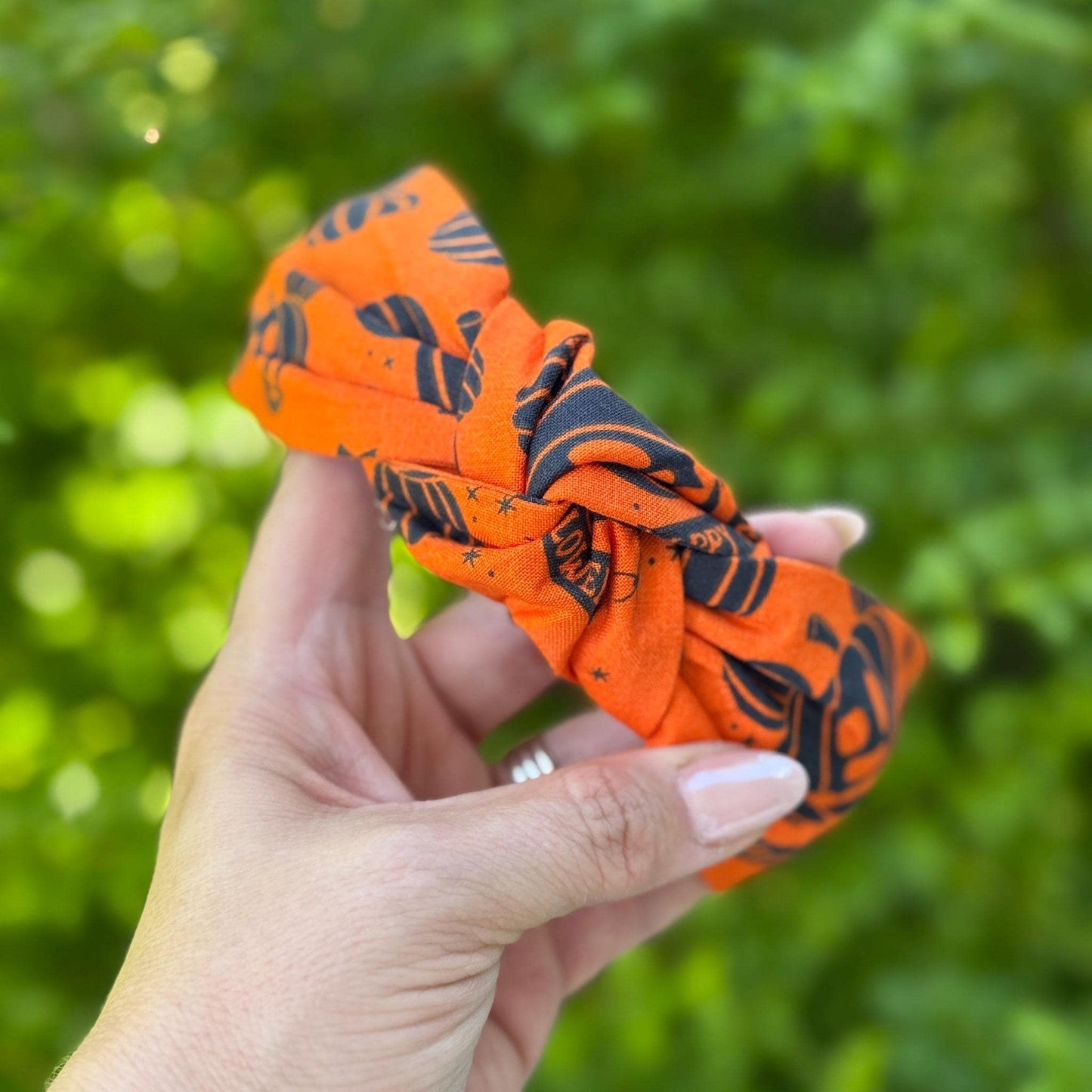 Mouse Halloween Headband, Topknot Headband, Pumpkins and Ghosts, Comfortable Topknot Headband, Women & Girls (age 5+)