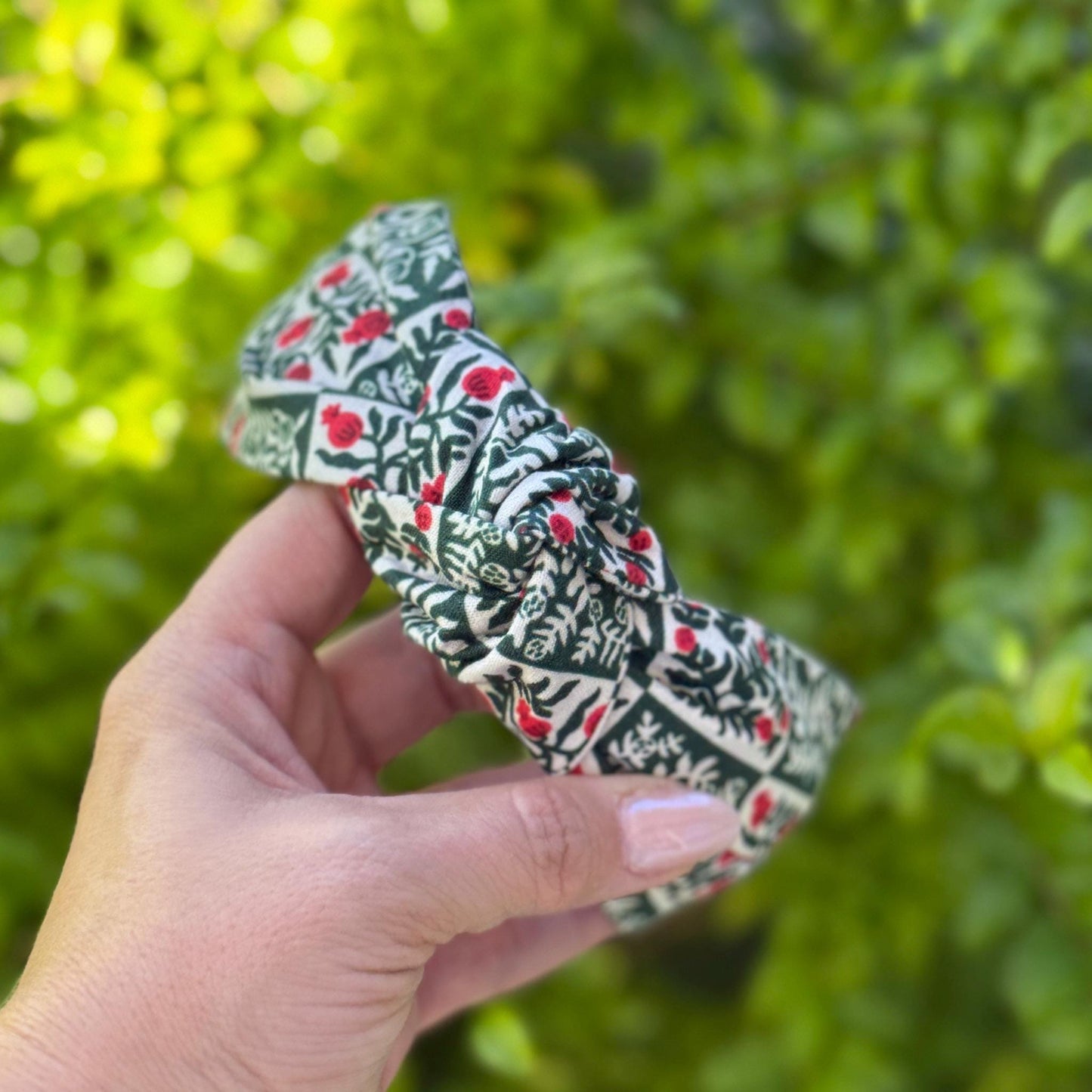 Green & Red Yuletide Christmas Headbands | Made with Rifle Paper Company Fabric