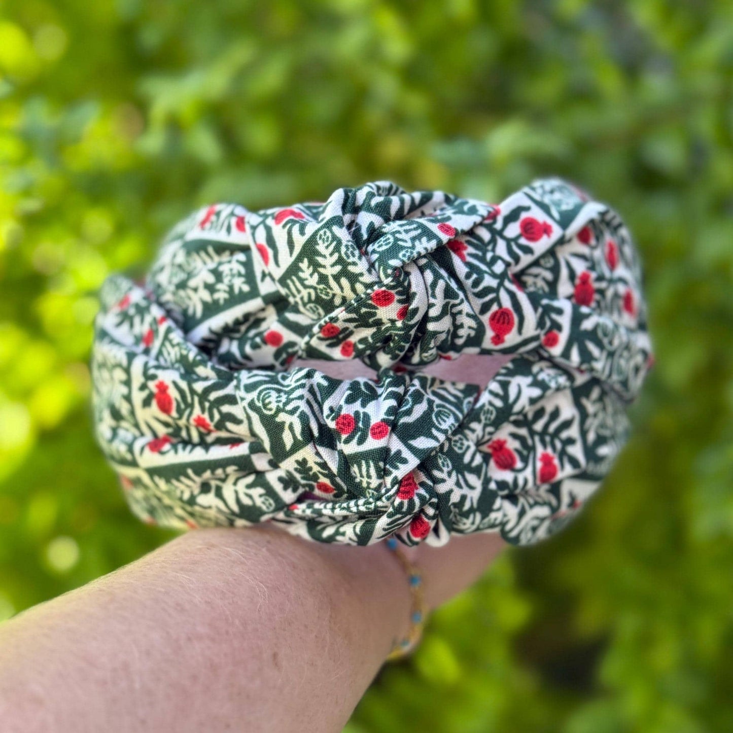 Green & Red Yuletide Christmas Headbands | Made with Rifle Paper Company Fabric