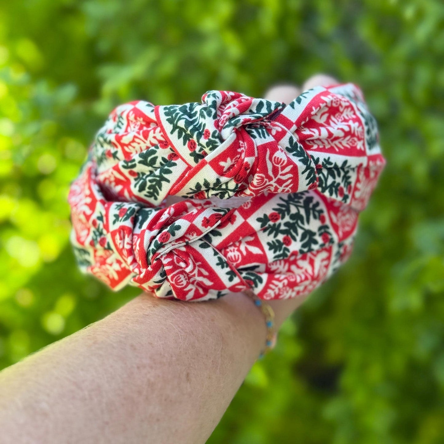 Green & Red Yuletide Christmas Headbands | Made with Rifle Paper Company Fabric
