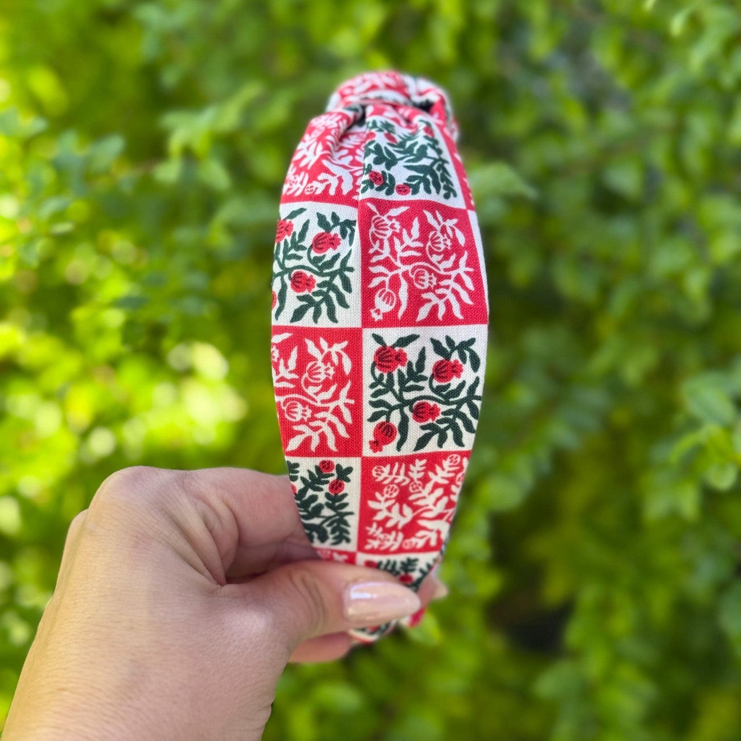 Green & Red Yuletide Christmas Headbands | Made with Rifle Paper Company Fabric