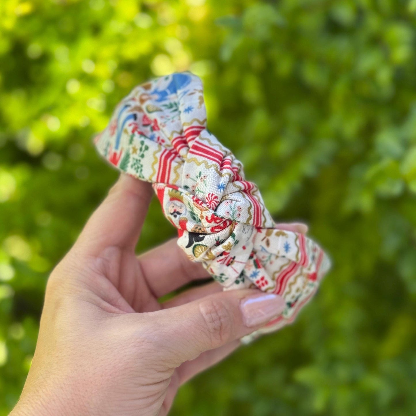 Cream & Gold Holly Jolly Nutcracker Topknot Headband | Made with Rifle Paper Company Fabric