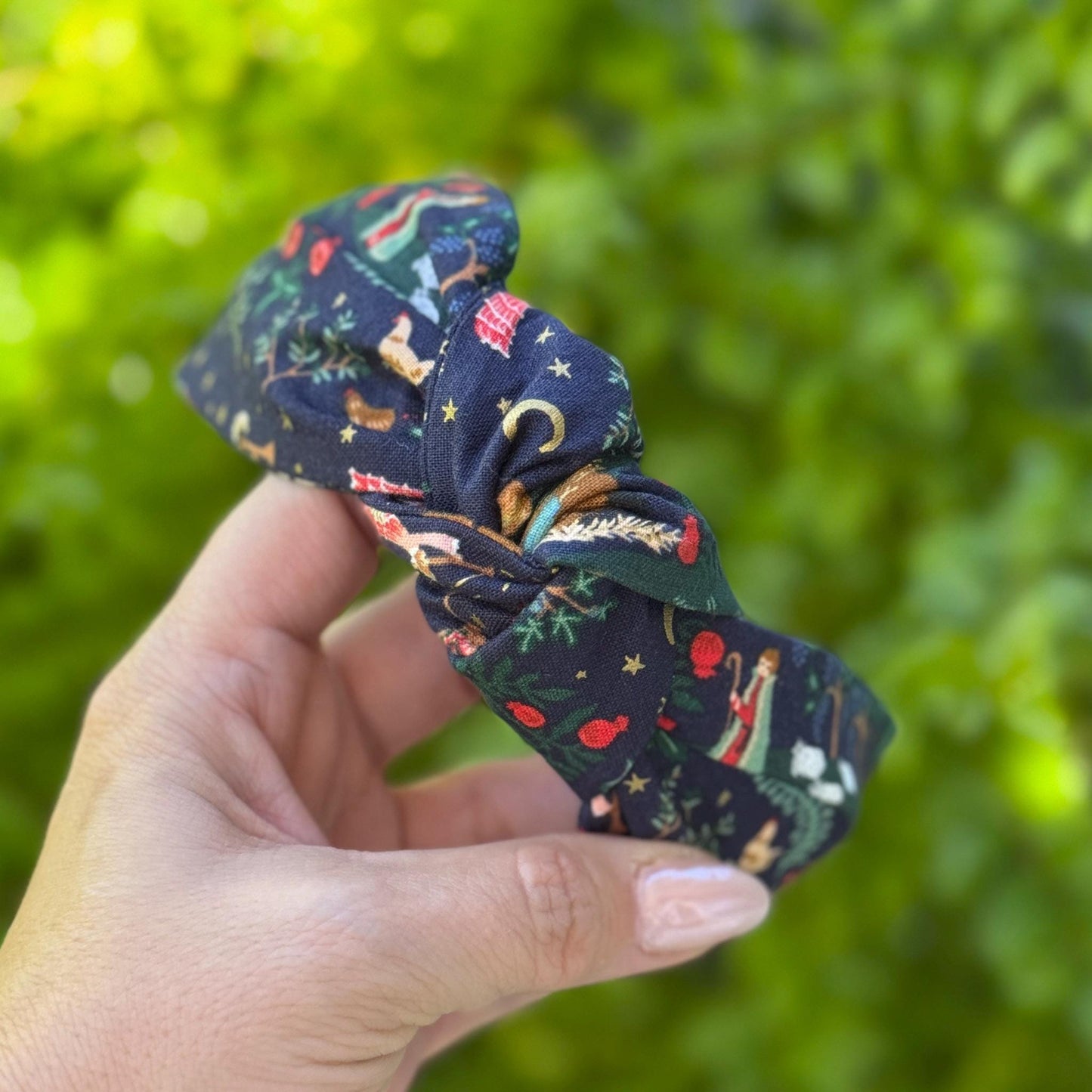 Navy & Gold Nativity Topknot Headband | Made with Rifle Paper Company Fabric