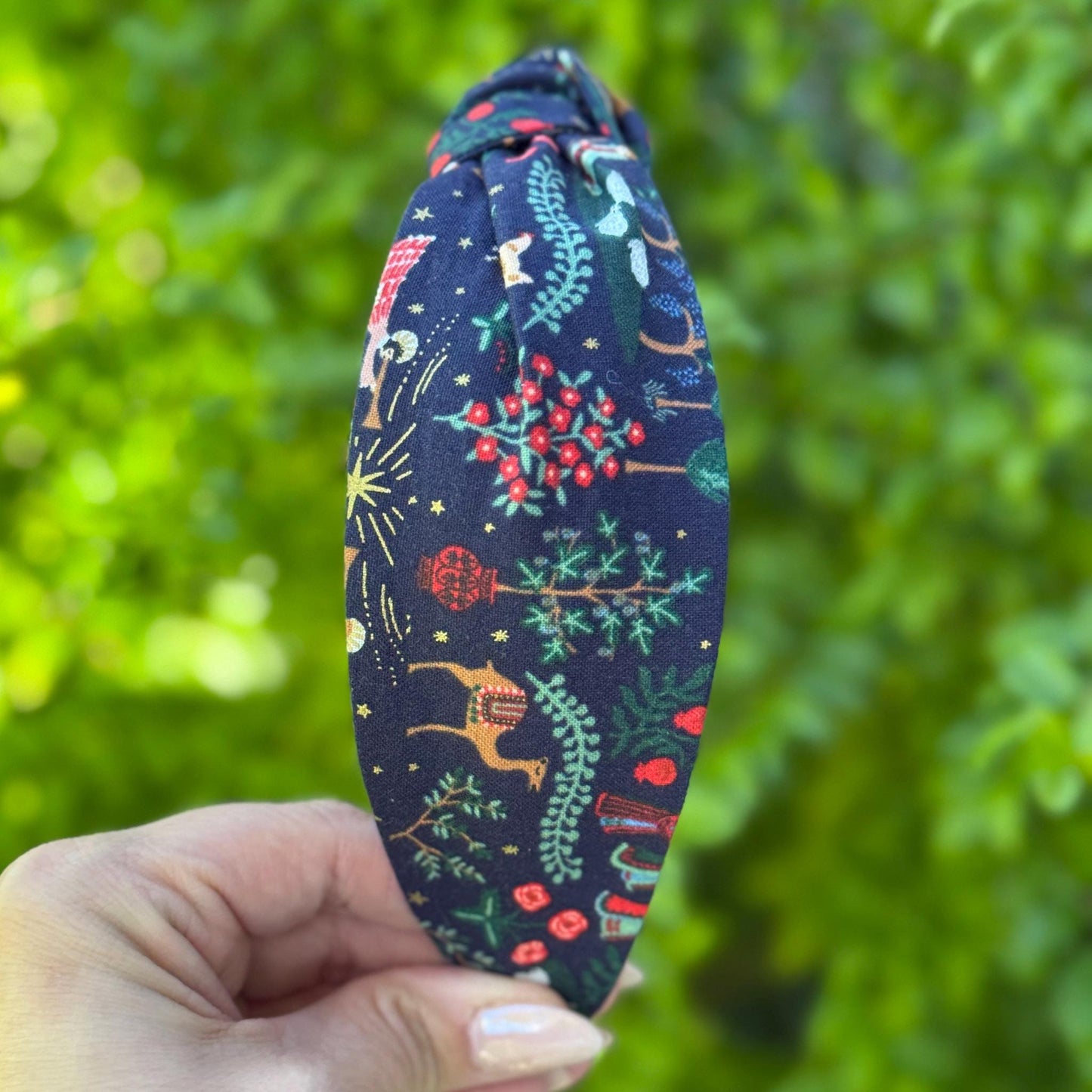 Navy & Gold Nativity Topknot Headband | Made with Rifle Paper Company Fabric