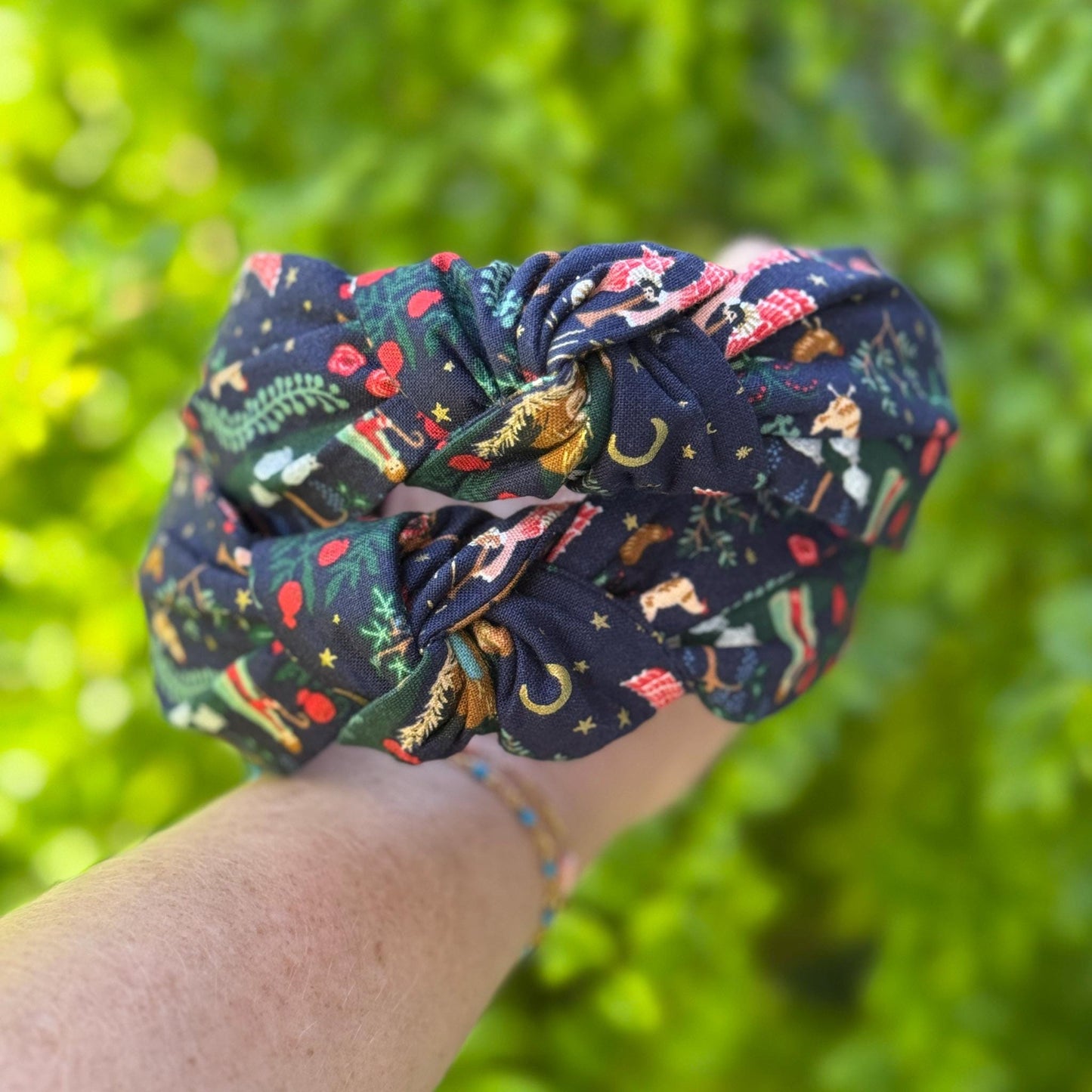 Navy & Gold Nativity Topknot Headband | Made with Rifle Paper Company Fabric
