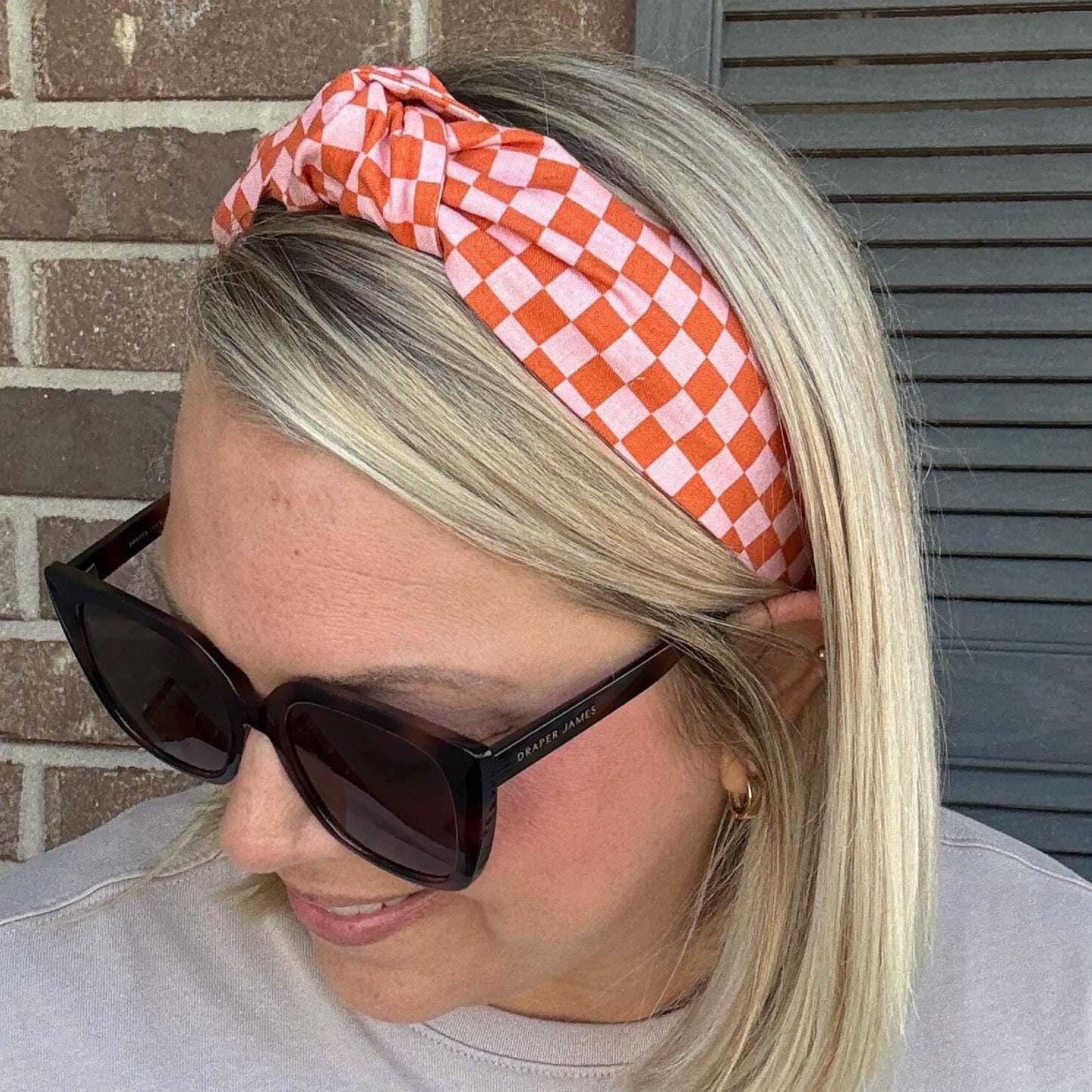 Orange and Pink Check Headband | Halloween Headband