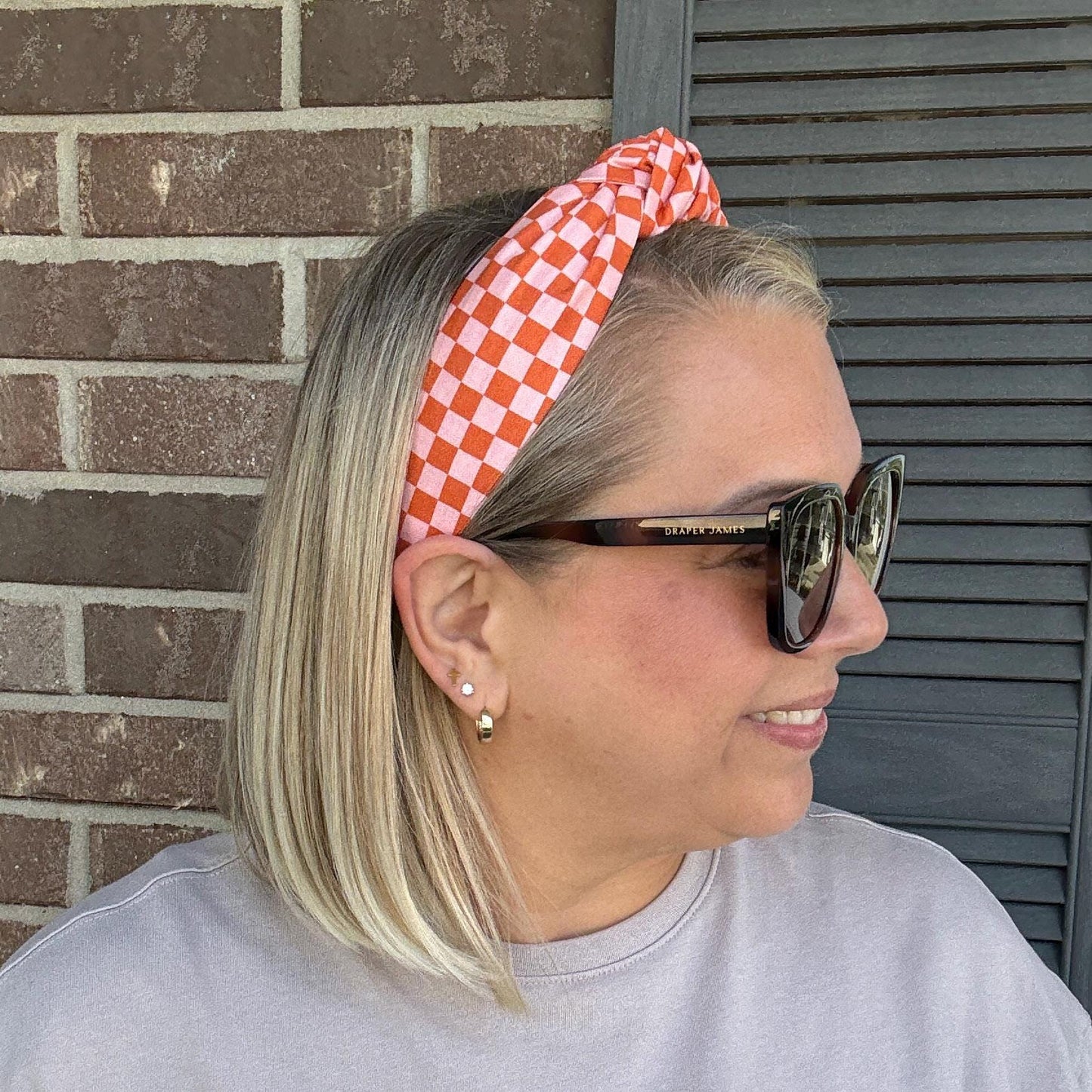 Orange and Pink Check Headband | Halloween Headband