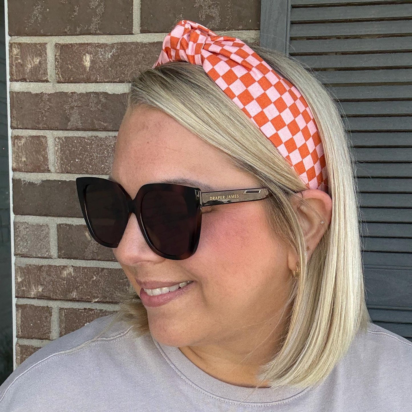 Orange and Pink Check Headband | Halloween Headband