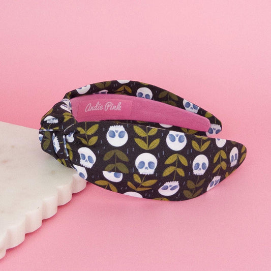Black Skeleton Plant Topknot Headband